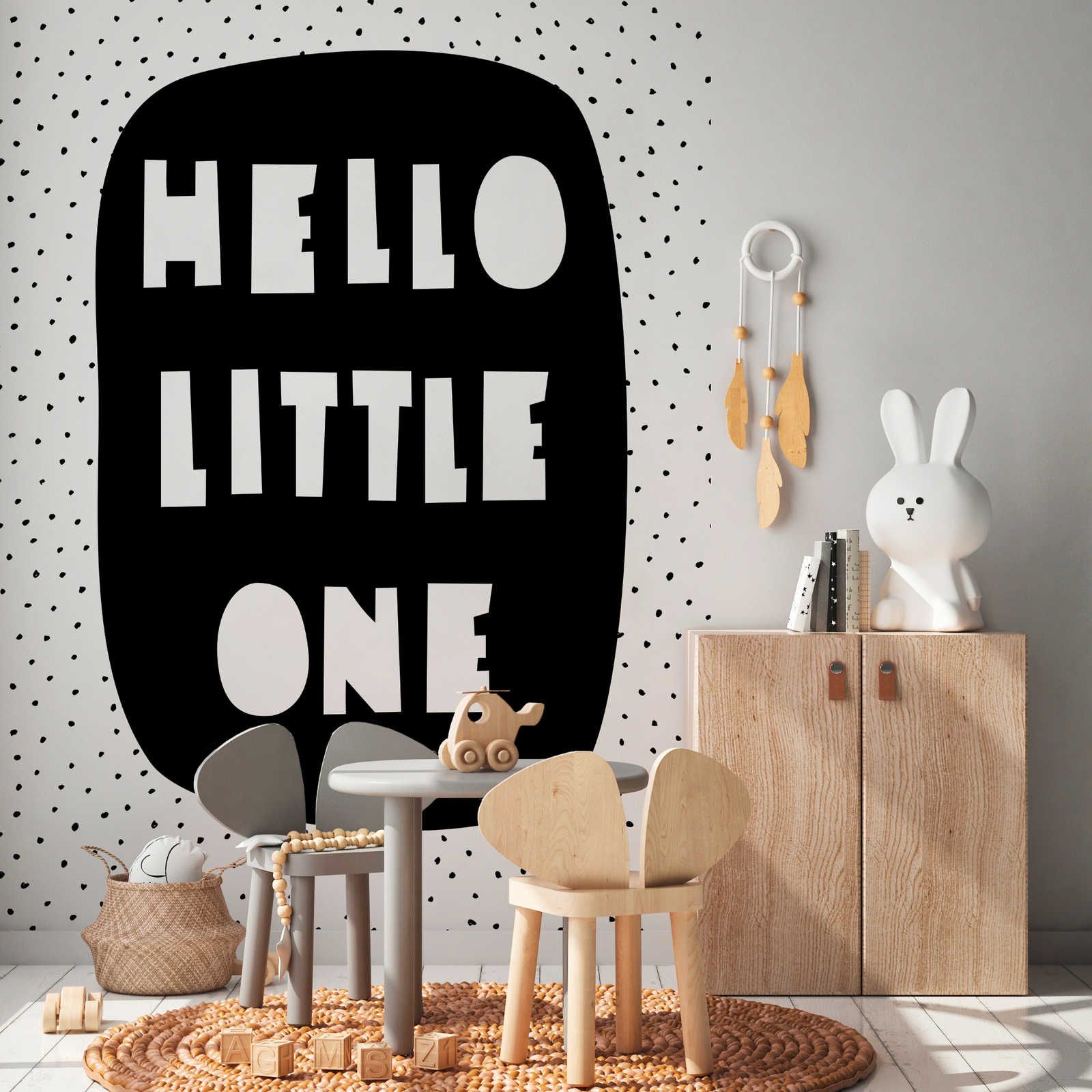 Fotomural para la habitación de los niños con letras "Hello Little One" - Felpa lisa y nacarada
