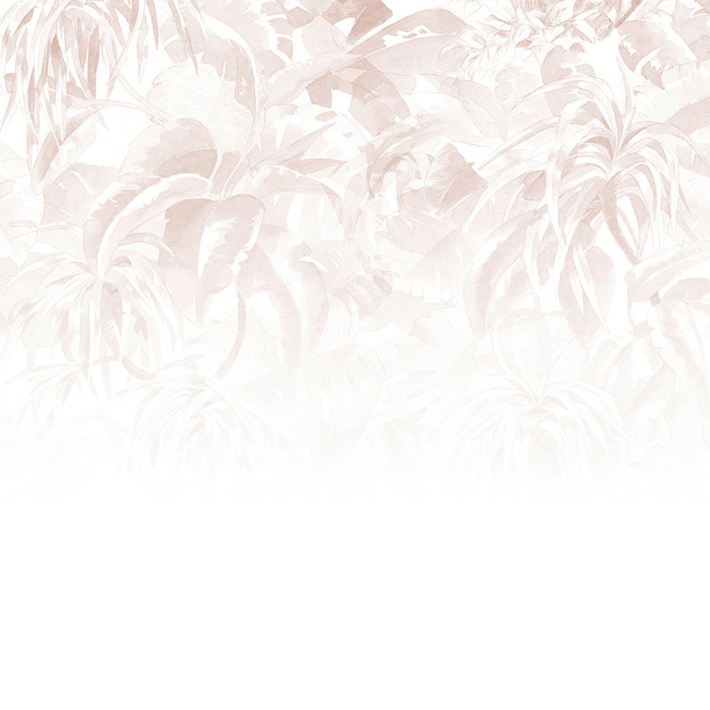 Papel pintado femenino y minimalista con motivos de hojas - rosa, blanco, gris

