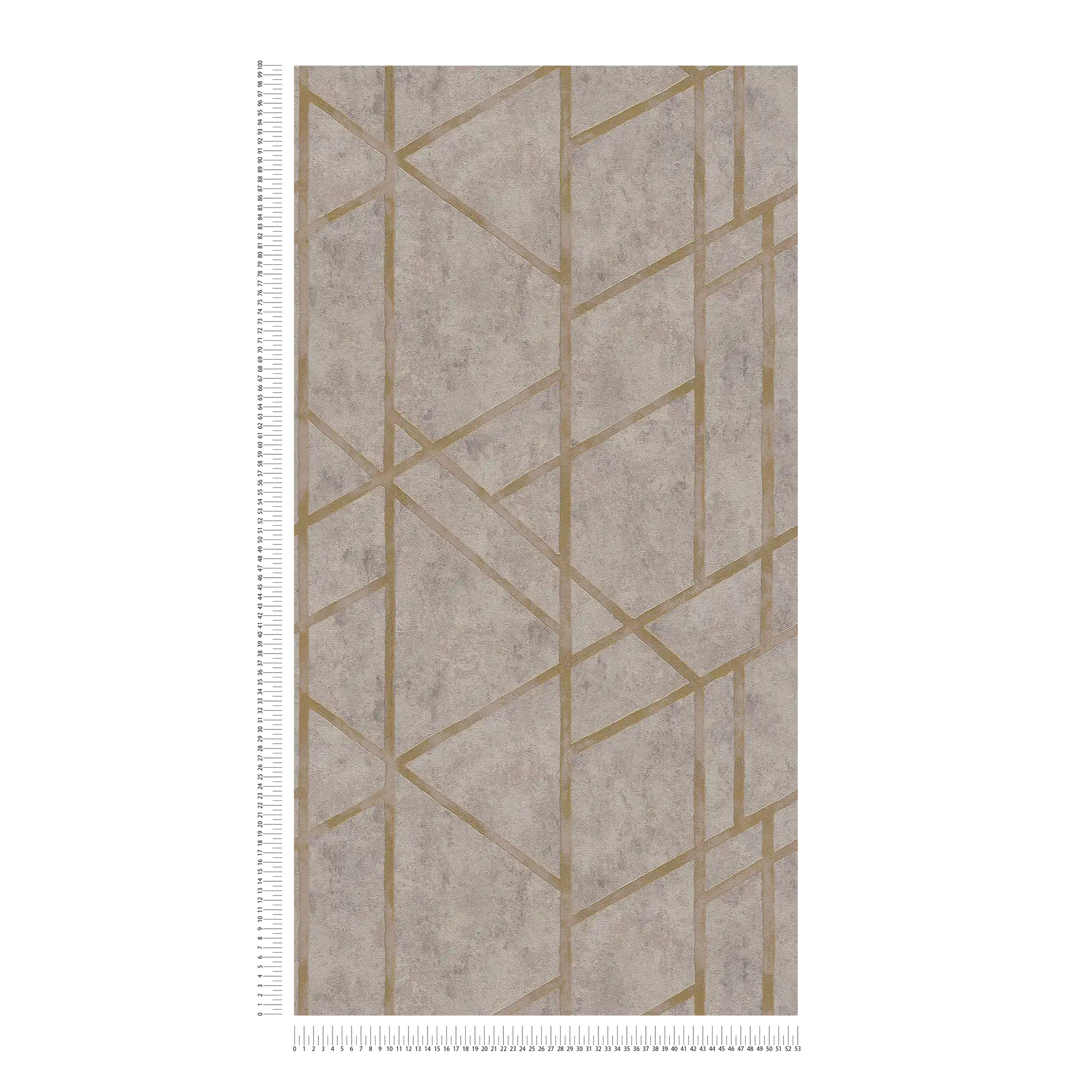             Concrete wallpaper with golden lines pattern - gold, beige, grey
        