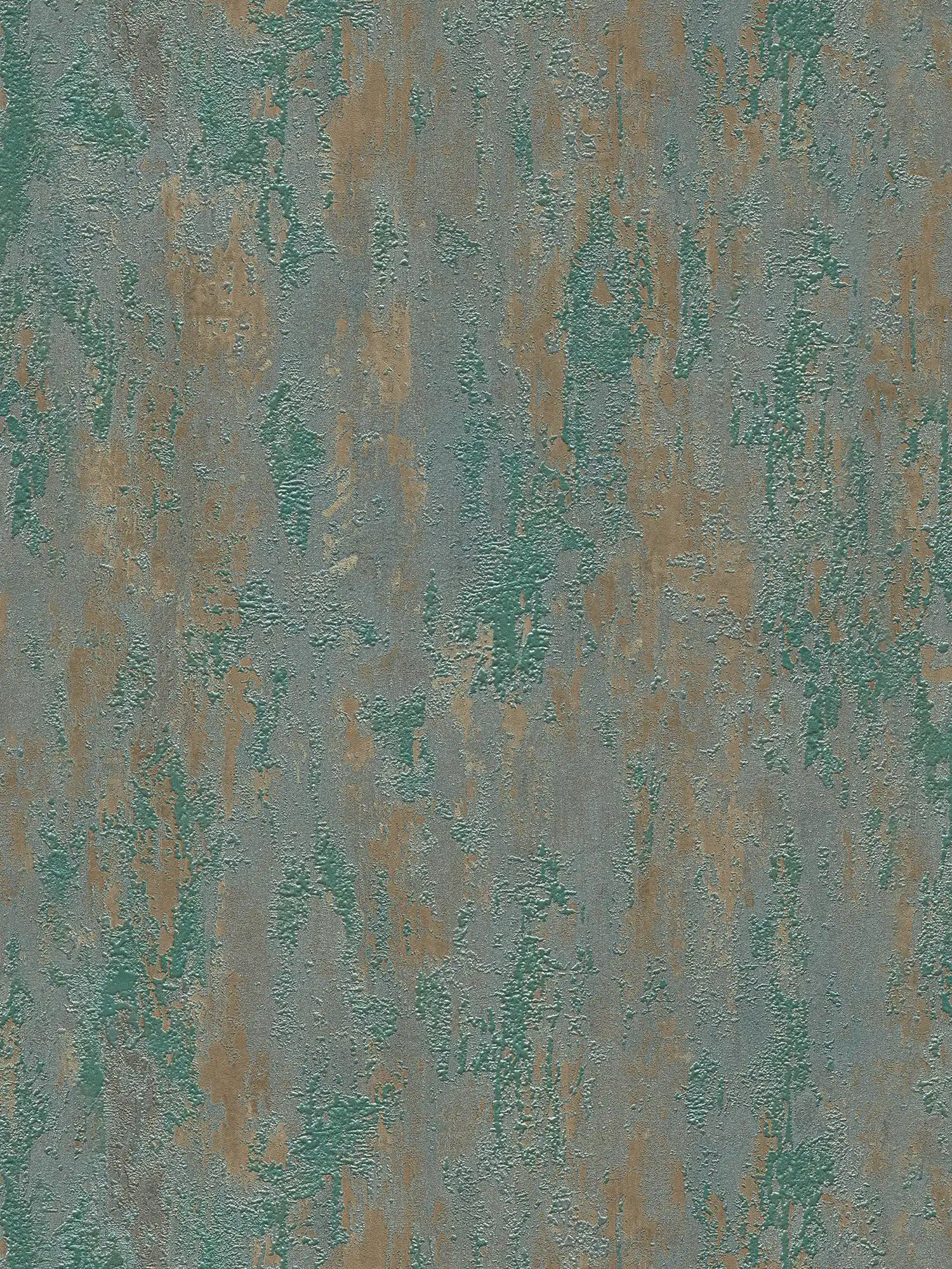 papel pintado cobre óxido en look usado - marrón, verde, metálico
