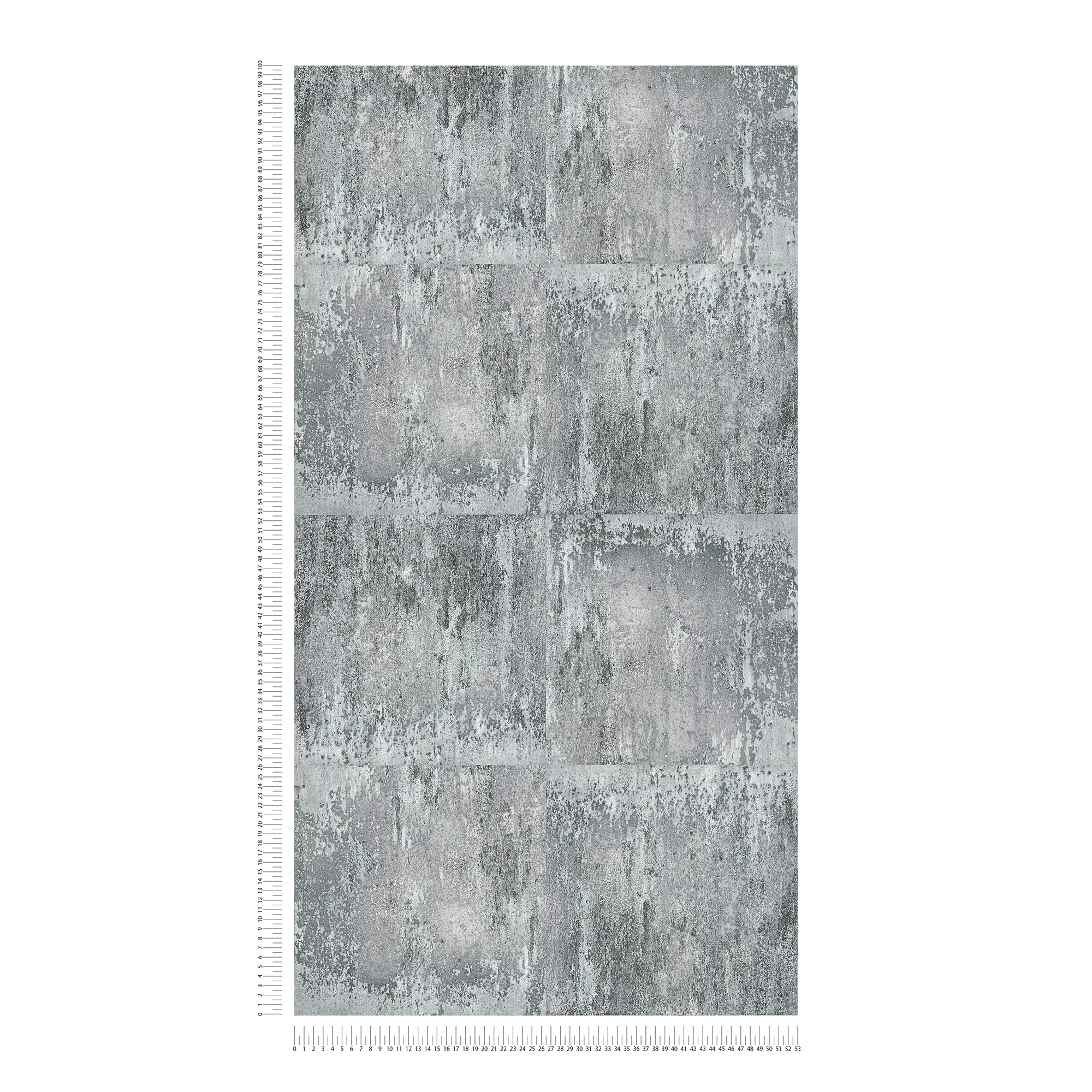             Wallpaper with rustic metal look & rough pattern - grey, black, silver
        
