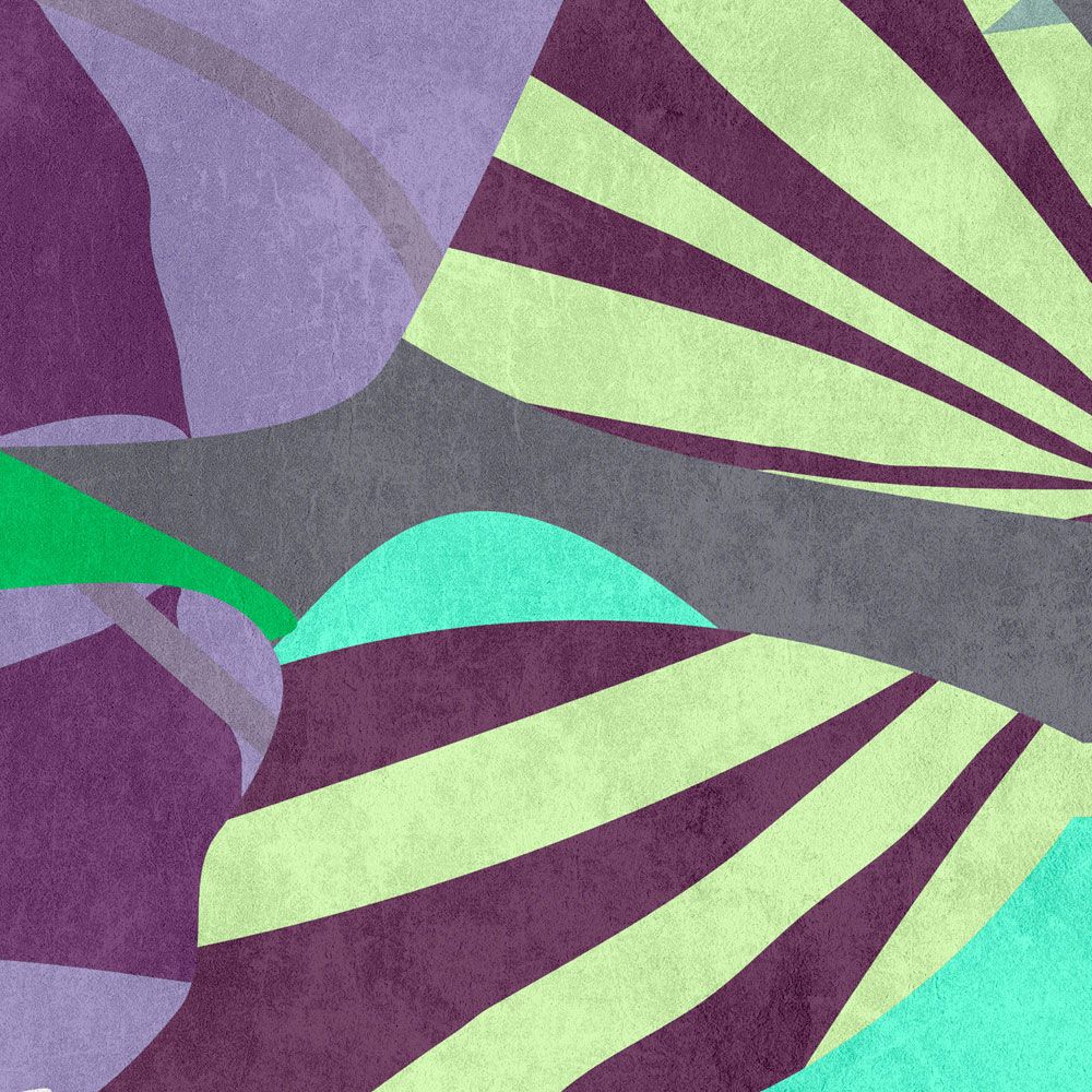             Fotomural »anais 2« - Hojas abstractas sobre textura de escayola de hormigón - Violeta, Verde | Tela no tejida de alta calidad lisa, ligeramente brillante
        