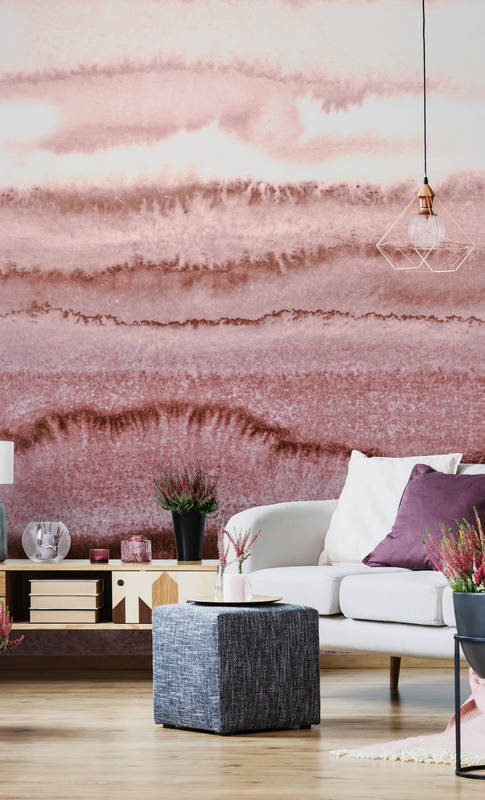             Aquarel behang abstract met verloop in rosé
        