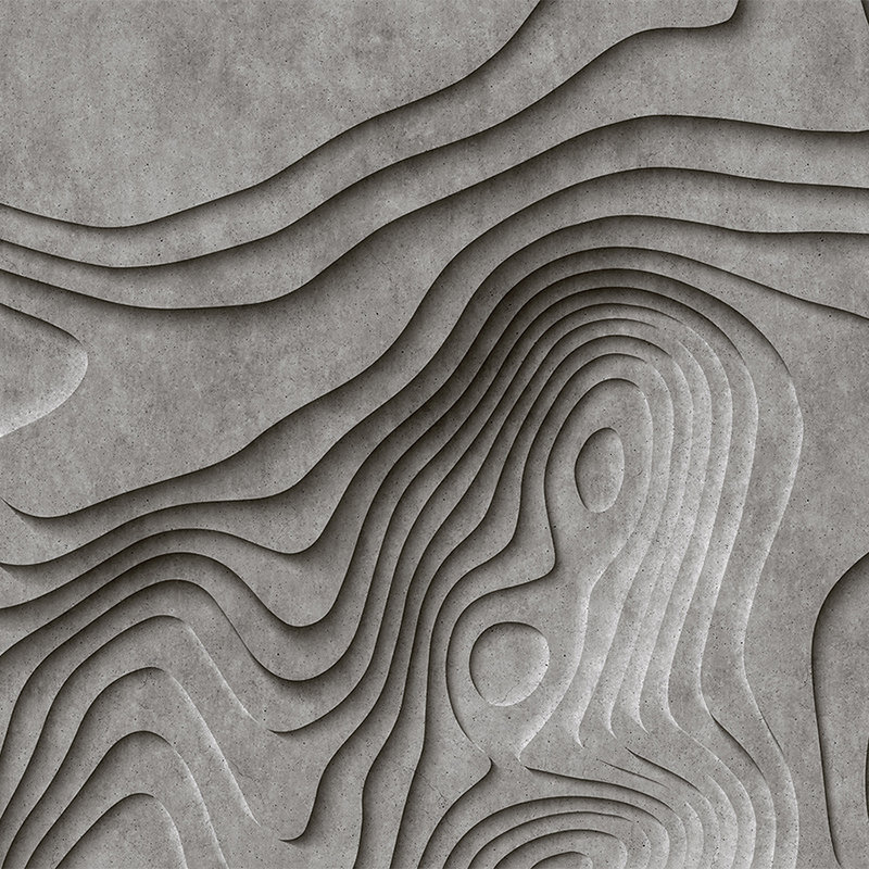 Canyon 1 - Cool 3D Concrete Canyon Onderlaag behang - Grijs, Zwart | Textuur Niet-geweven
