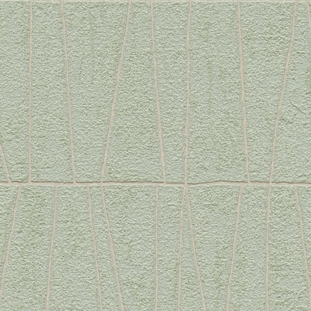             papier peint en papier à motifs avec mosaïque géométrique - vert, or
        