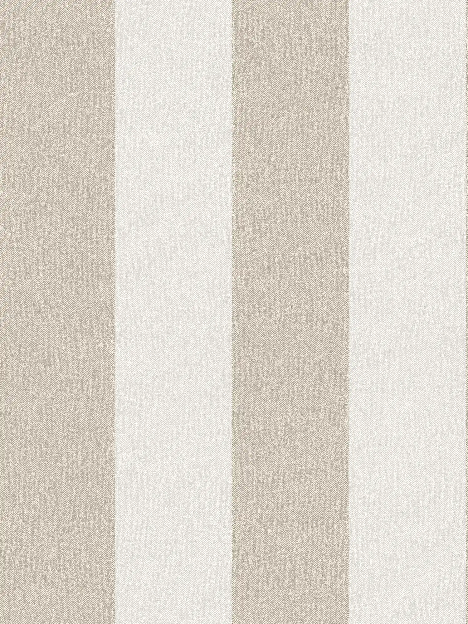 Papel pintado de rayas en bloque con aspecto de lino - marrón, crema, beige
