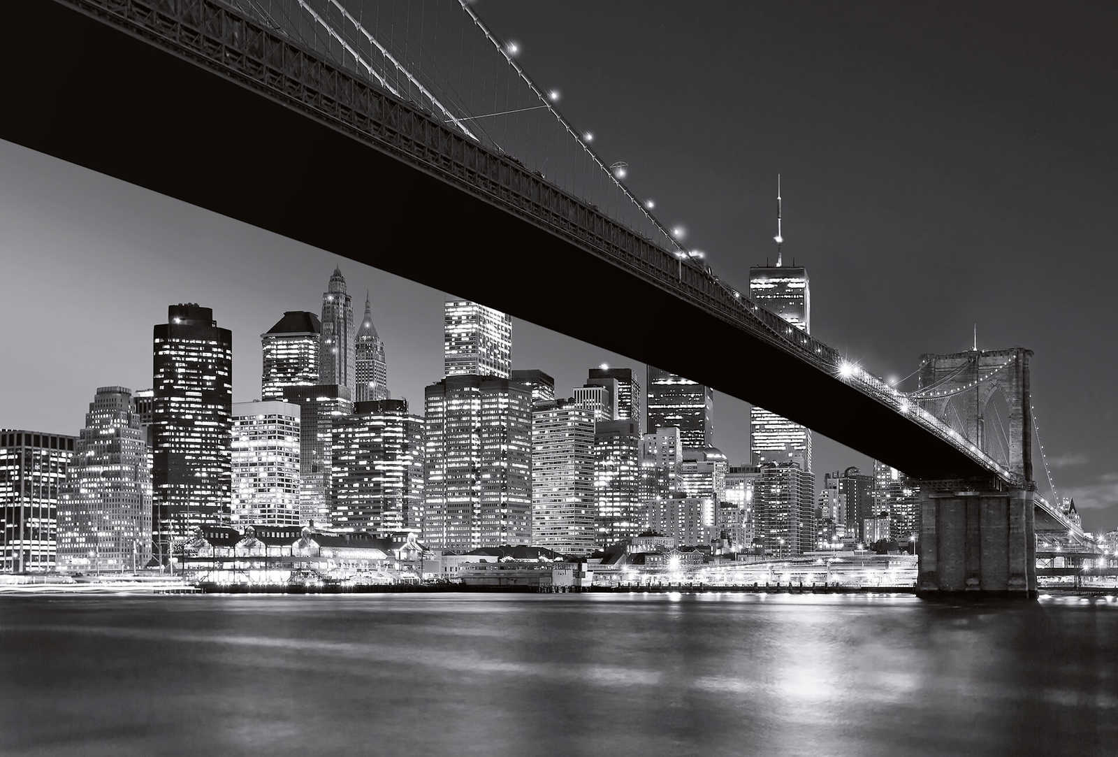        Black and white mural Brooklyn Bridge in New York
    