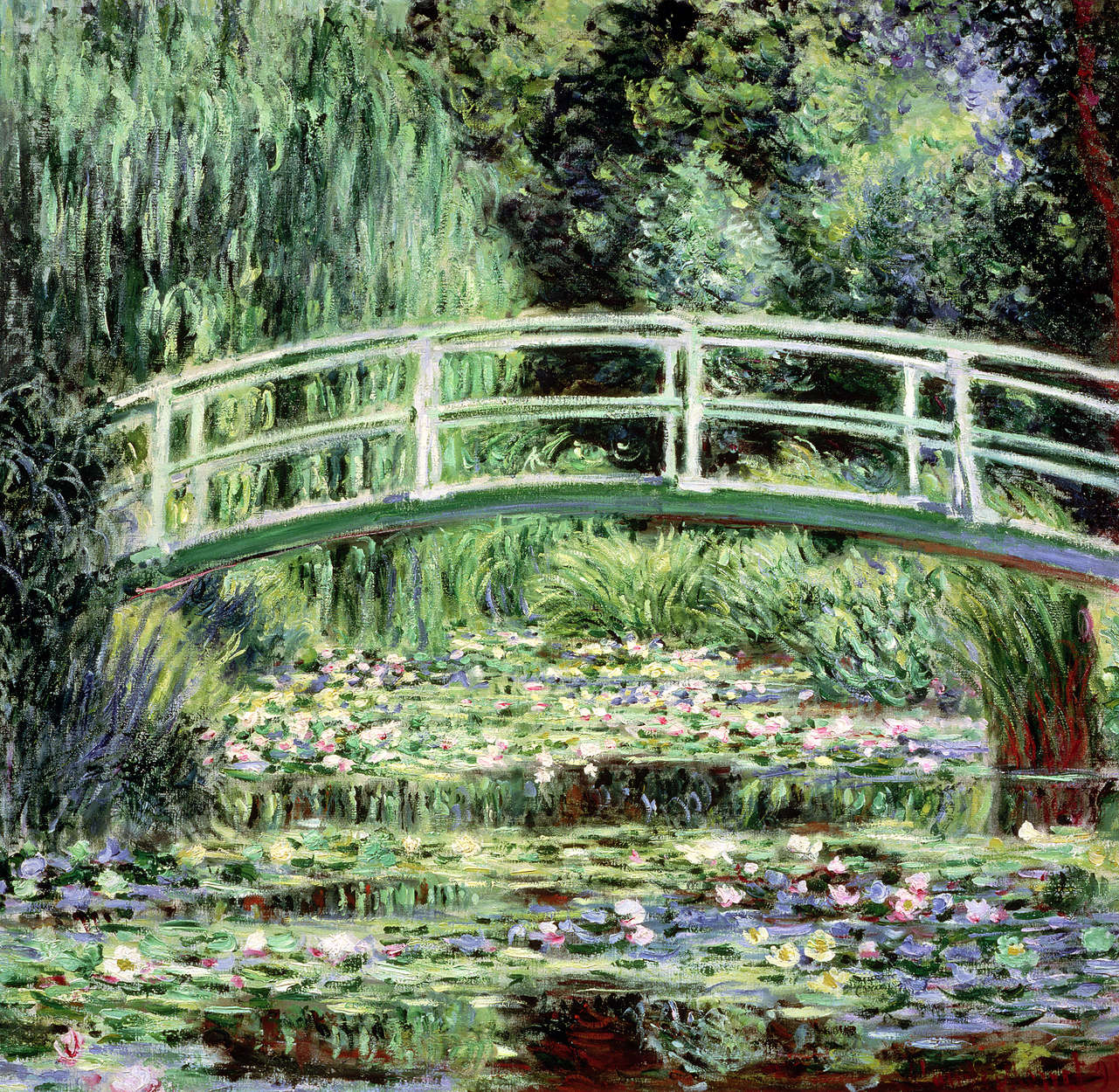             Witte waterlelies" muurschildering van Claude Monet
        