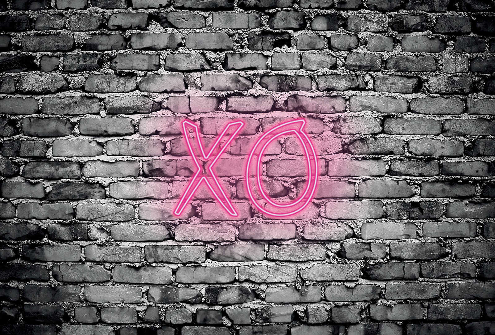         Photo wallpaper stone wall with illuminated letters XO
    