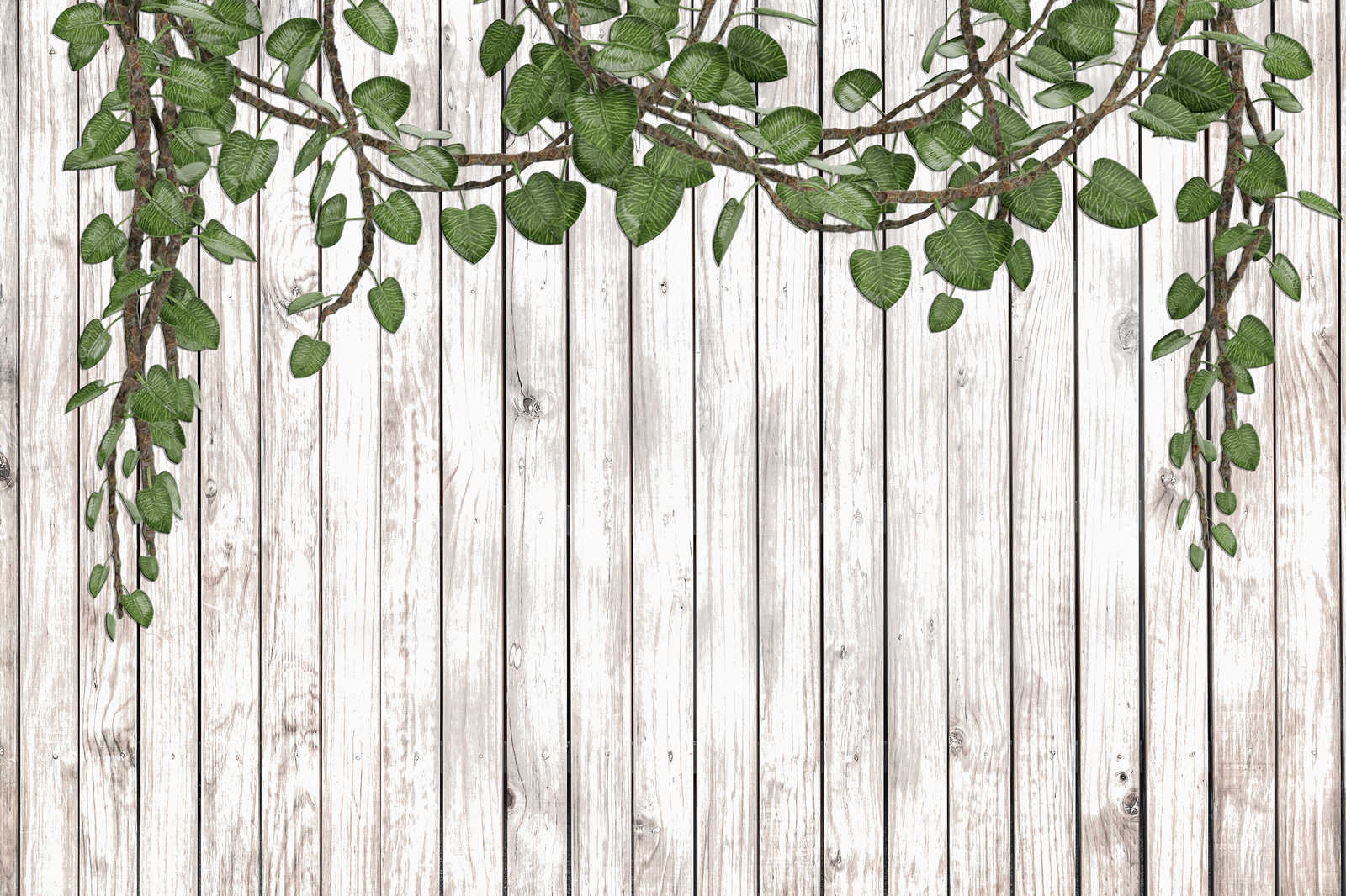             Quadro su tela Muro di legno con foglie cadenti naturale - 0,90 m x 0,60 m
        