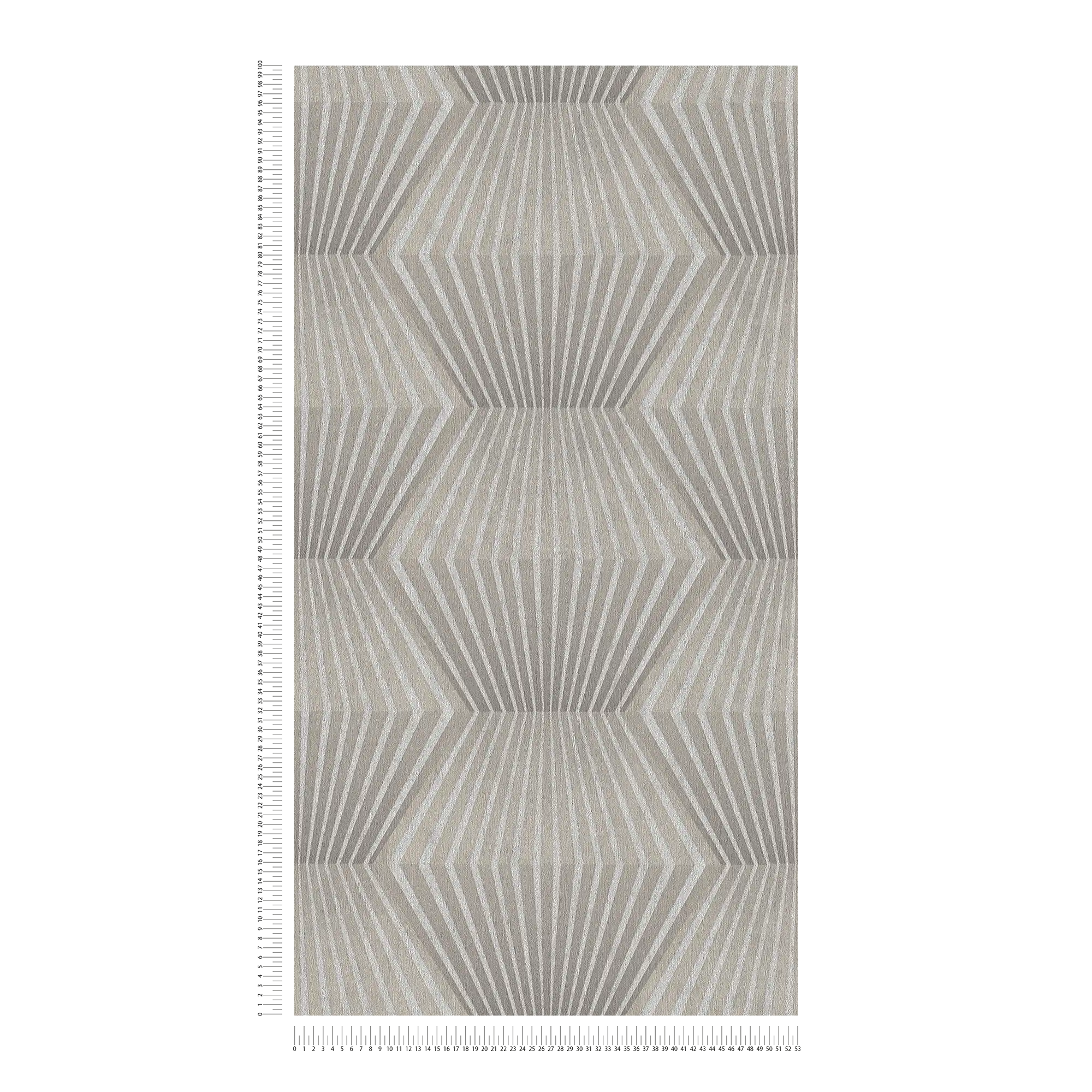             Carta da parati Art Déco con motivo a linee e fondo metallico - Marrone, grigio
        