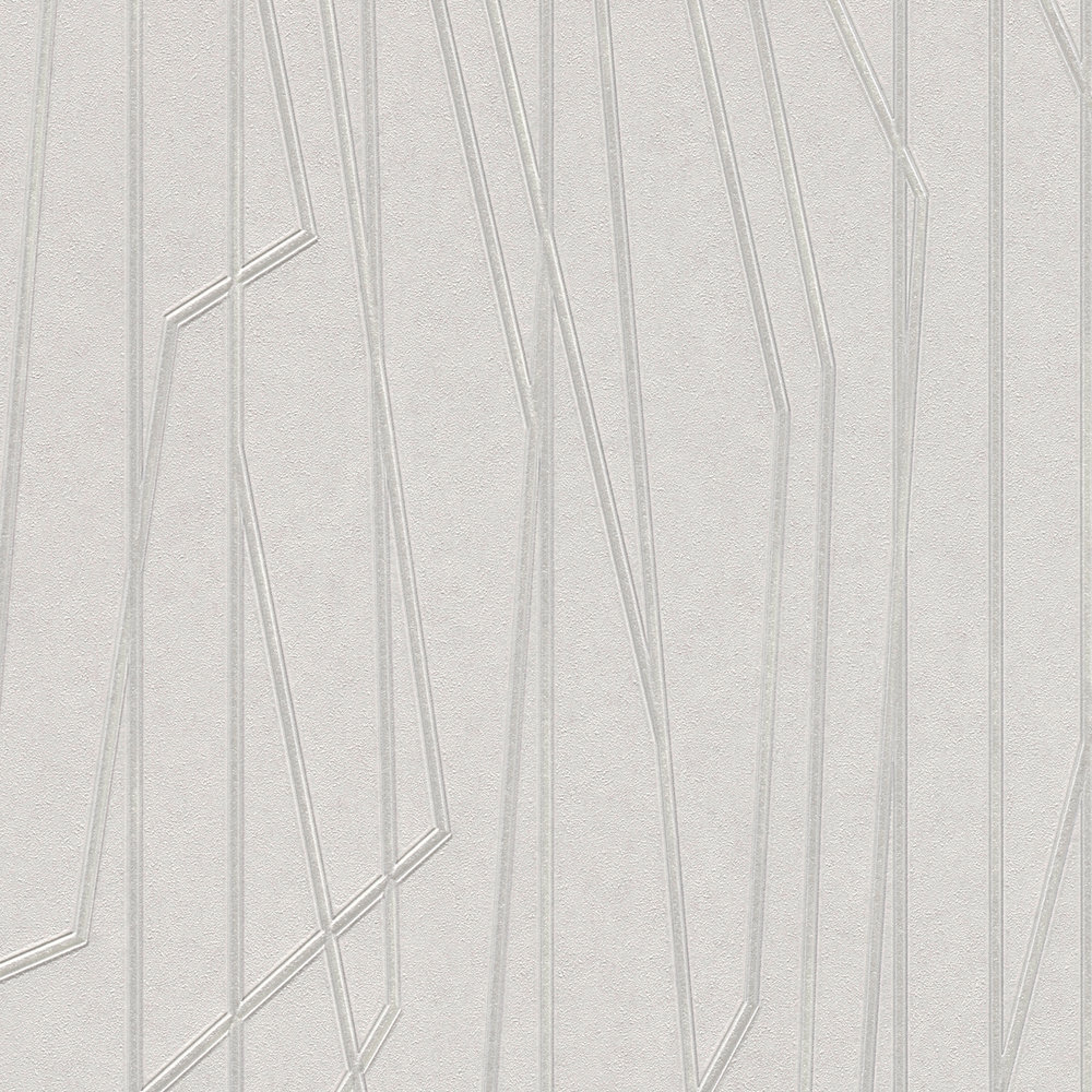             Papel pintado con motivos geométricos y efecto metálico - gris
        