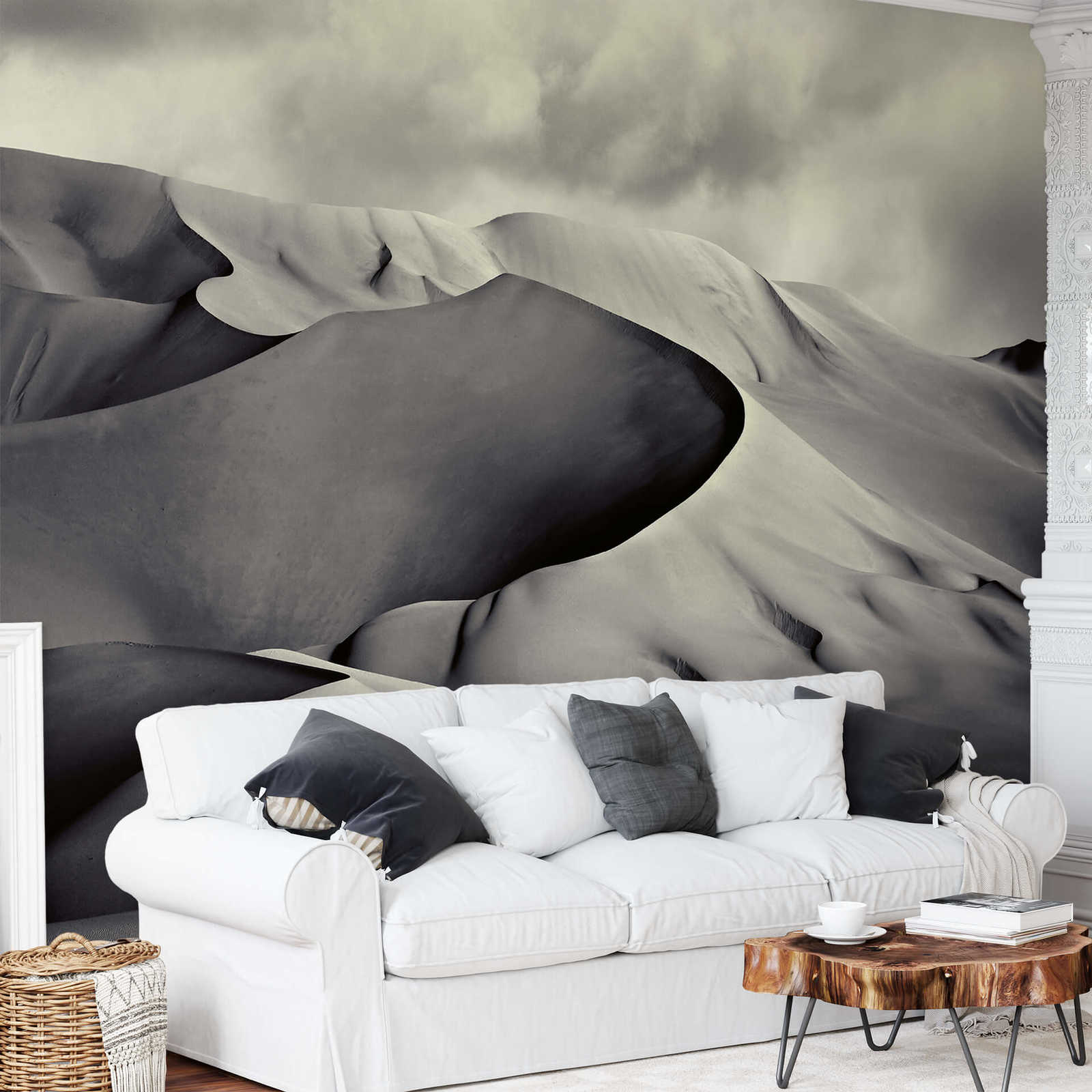             Papier peint panoramique désert paysage nature - gris
        