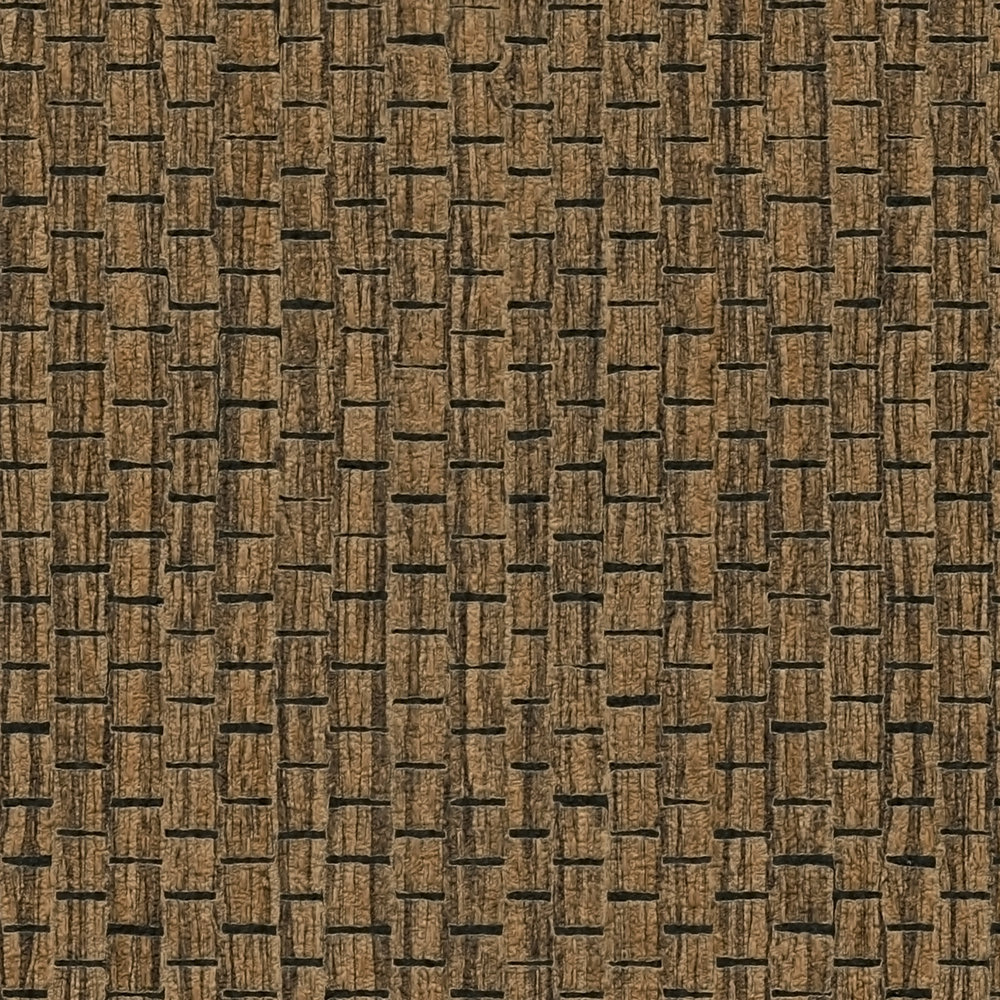             Behang met raffia natuurlijke stof patroon - Bruin
        