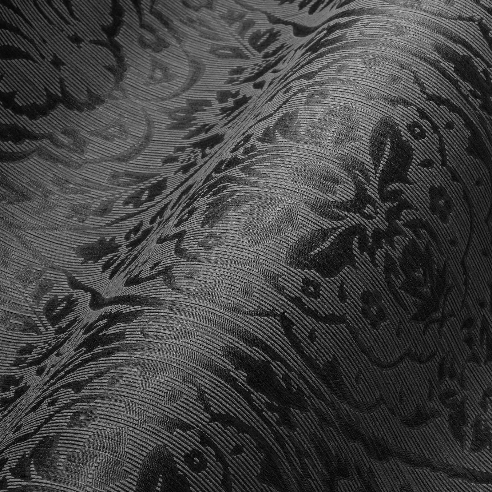             Non-woven wallpaper with ornamental pattern & structure design - brown, black
        