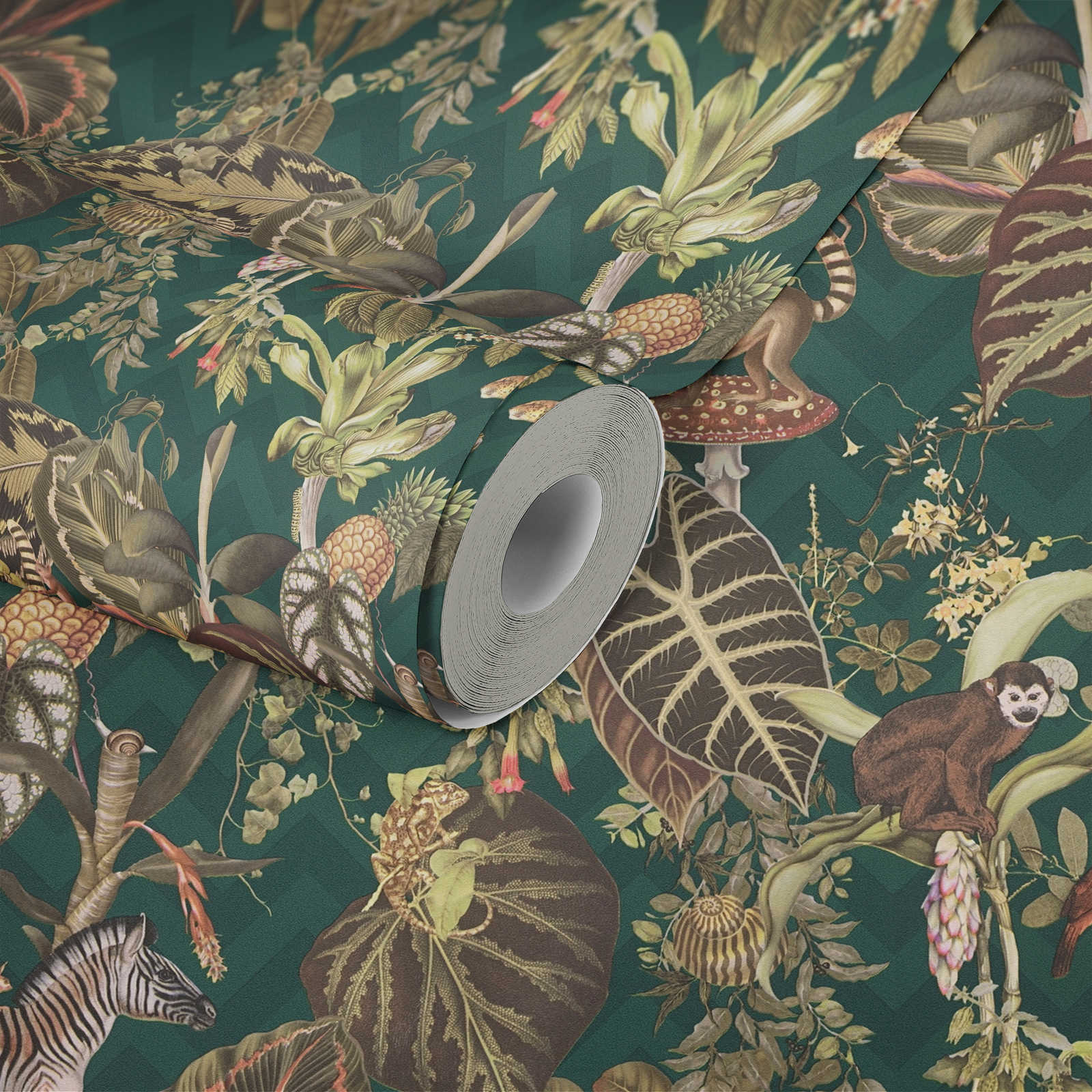             Papier peint de designer MICHALSKY Jungle feuilles & animaux - multicolore, vert
        