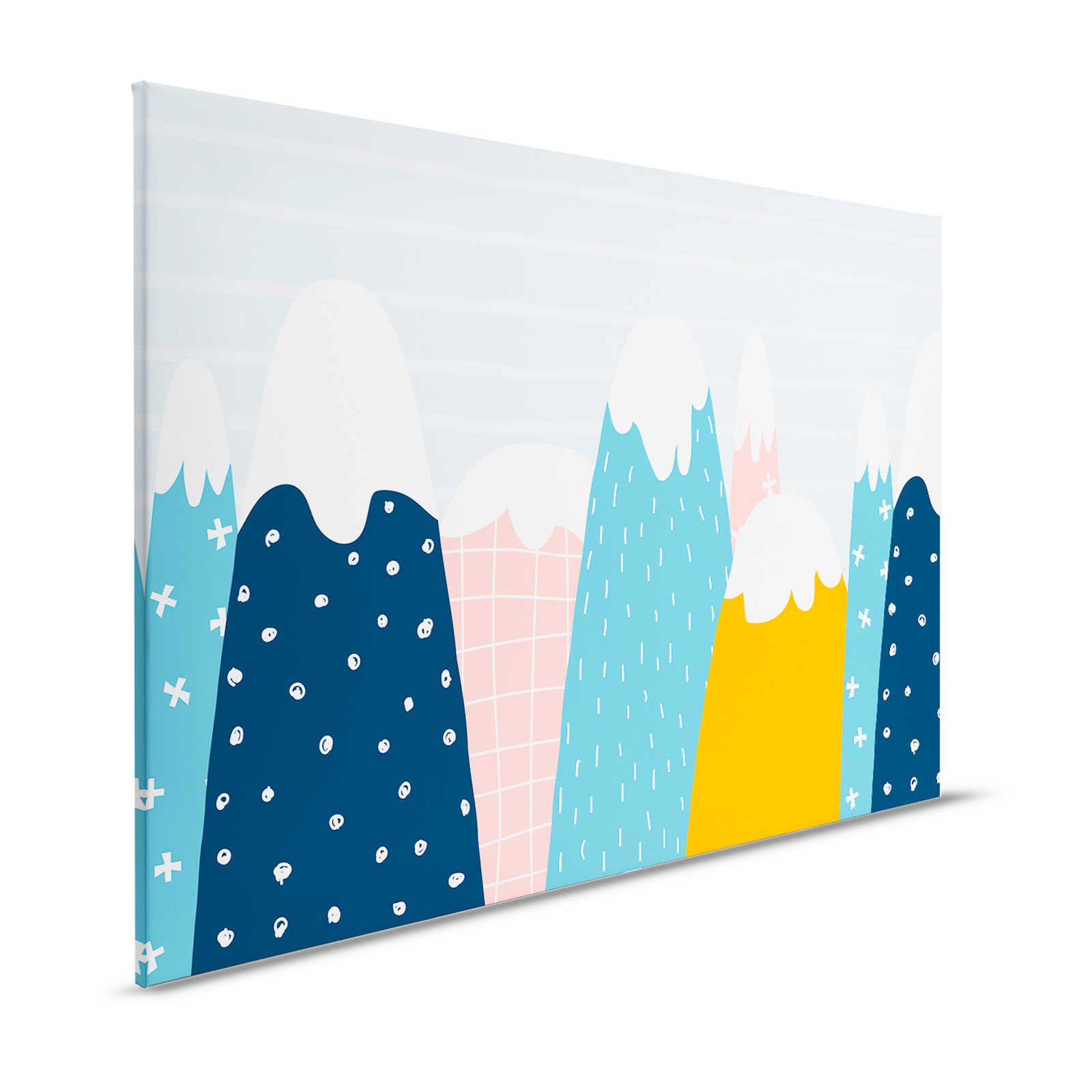 Canvas met besneeuwde heuvels in geschilderde stijl - 120 cm x 80 cm

