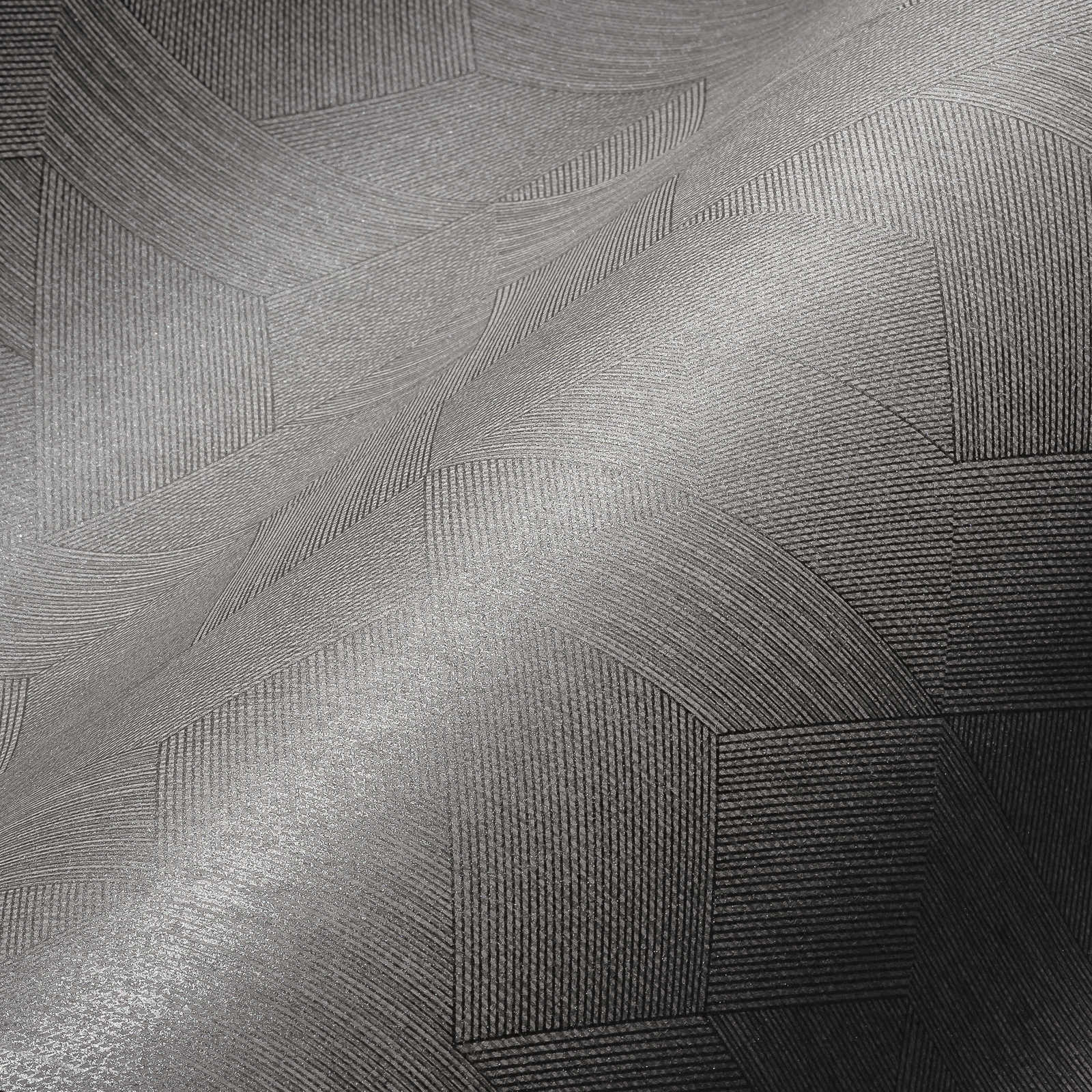             Wallpaper grey with graphic pattern & glossy effect - grey, brown
        