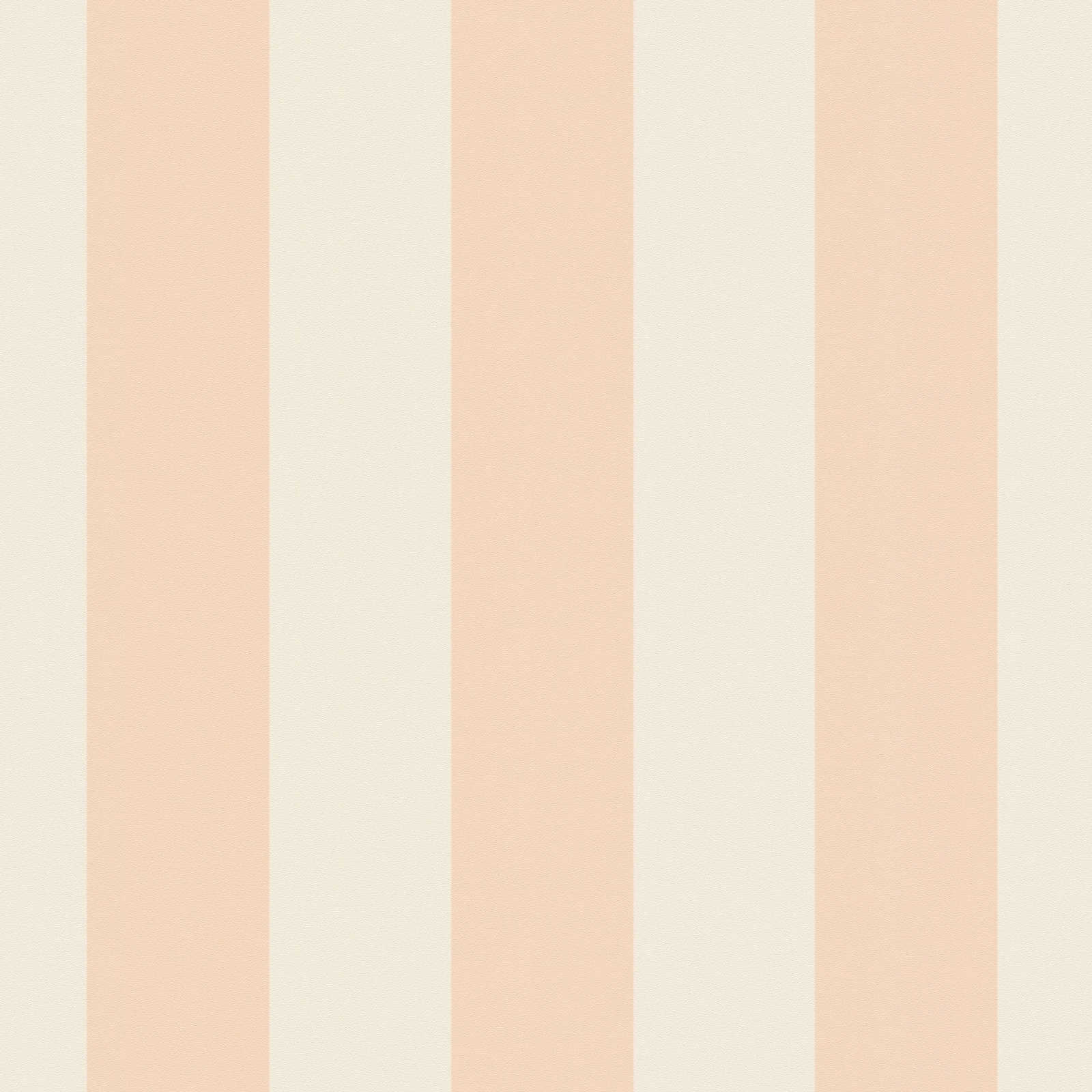             Non-woven wallpaper with block stripes in soft shades - cream, pink
        