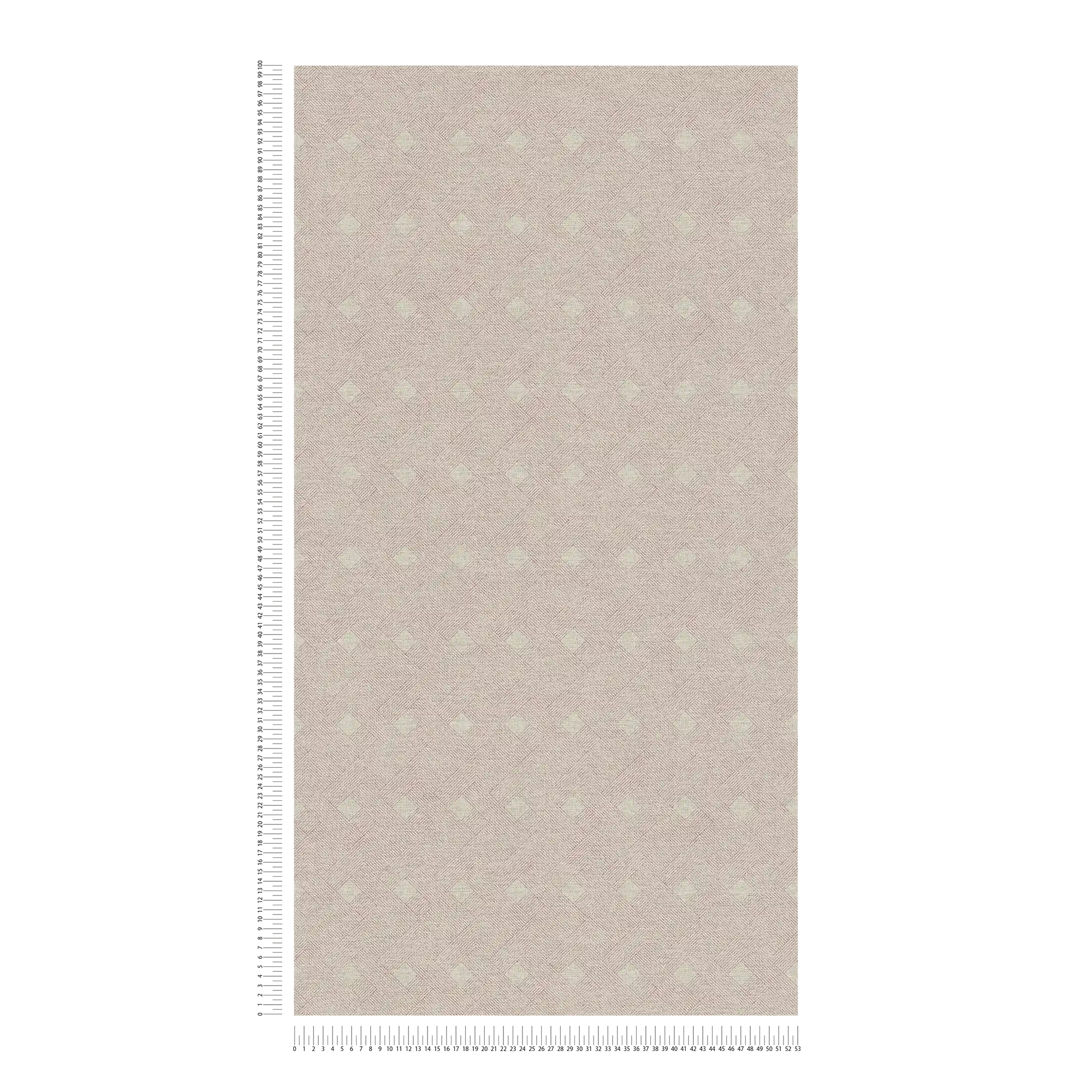             Pattern wallpaper lines & diamonds in vintage textile look - beige, red
        