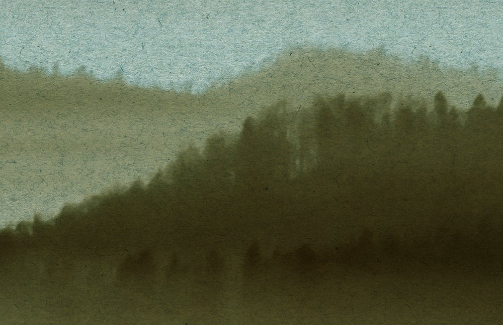             Horizon Panels 3 - À structure en carton, Forêt mystique Panneau de papier peint - Beige, Vert | Intissé lisse mat
        