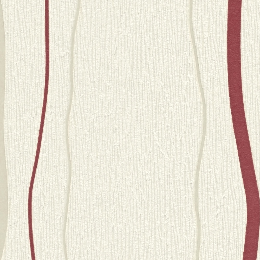             Papier peint à rayures verticales - crème, rouge, beige
        