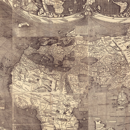         Vintage world map mural in historical style & sepia look
    