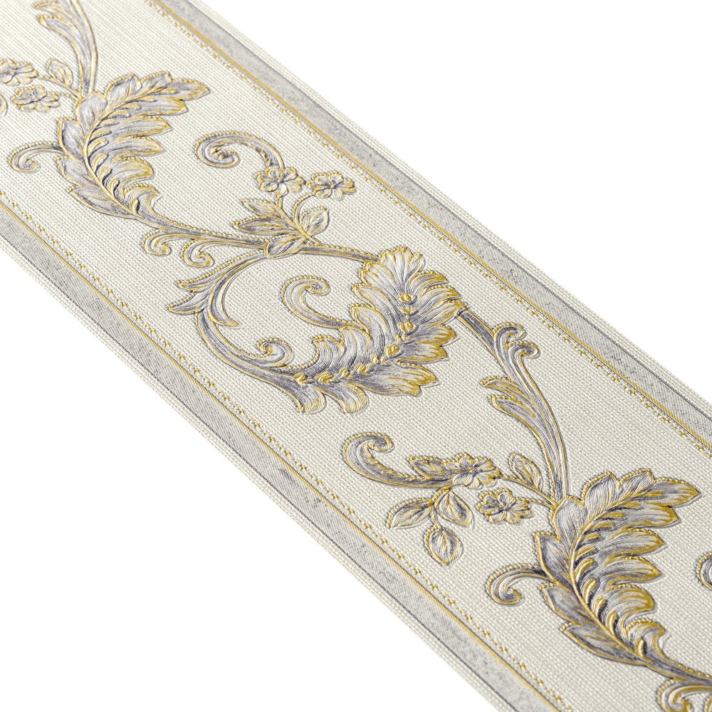             Bordure métallique pour papier peint Rameaux floraux - Métallique
        