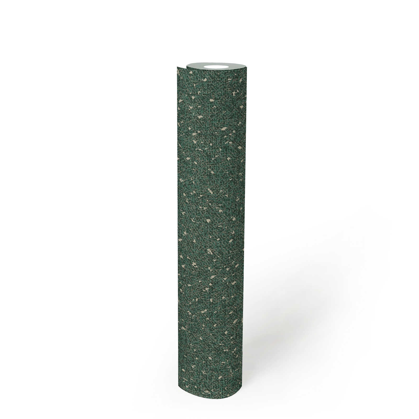             Papel pintado con estructura textil y acento metálico - Verde, Metálico
        