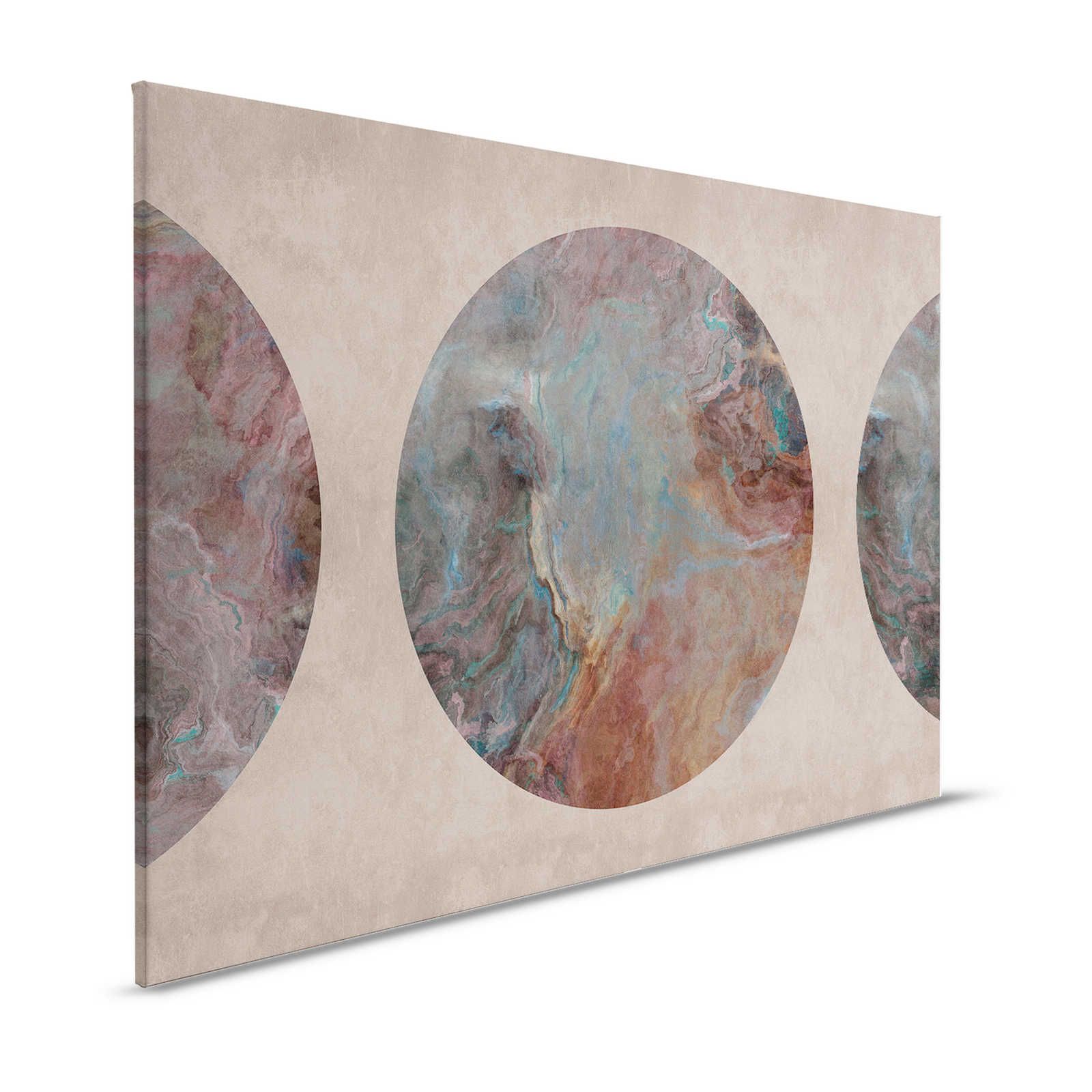 Giove 1 - Quadro su tela con motivo cerchio di pietra marmorizzato - 1,20 m x 0,80 m
