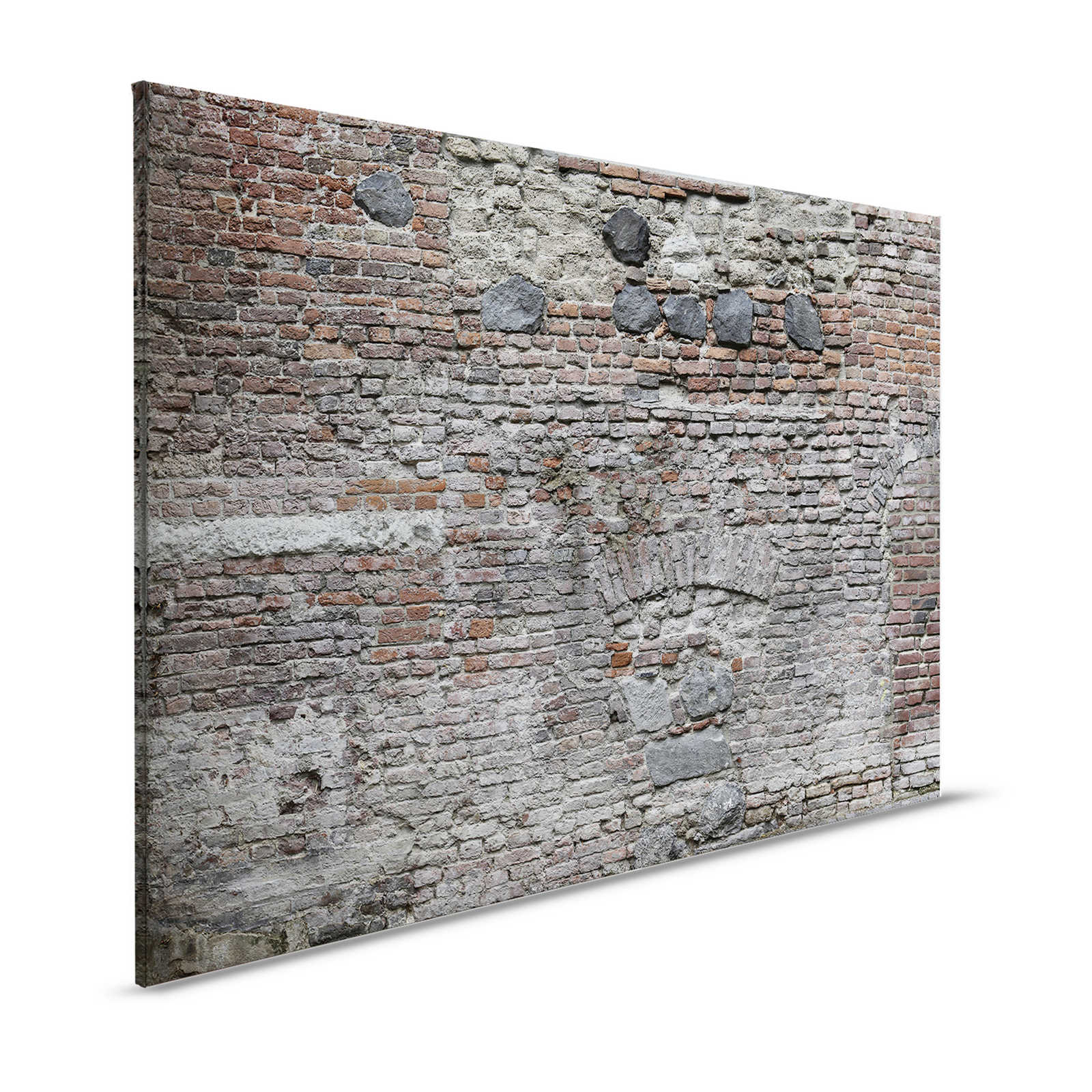 Bakstenen Muur Canvas Schilderij 3D Optiek met Rustieke Look - 1,20 m x 0,80 m
