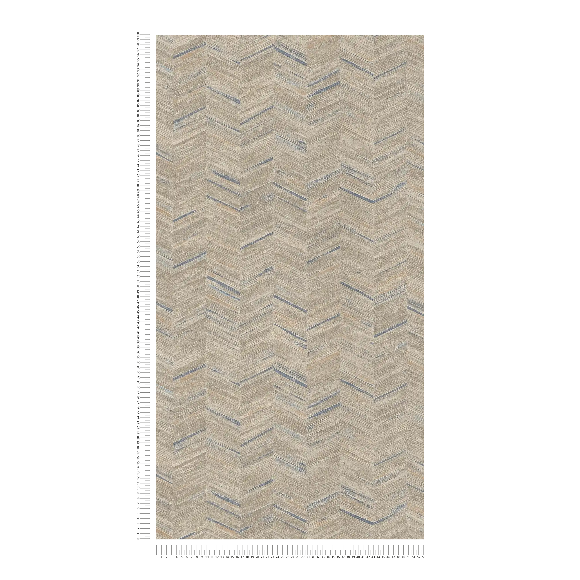             Wood look wallpaper herringbone and ethnic style - beige, grey
        