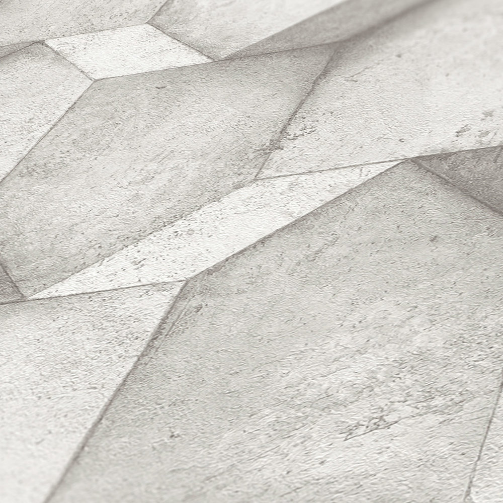             Papier peint 3D pierre calcaire avec motif structuré - blanc, gris
        