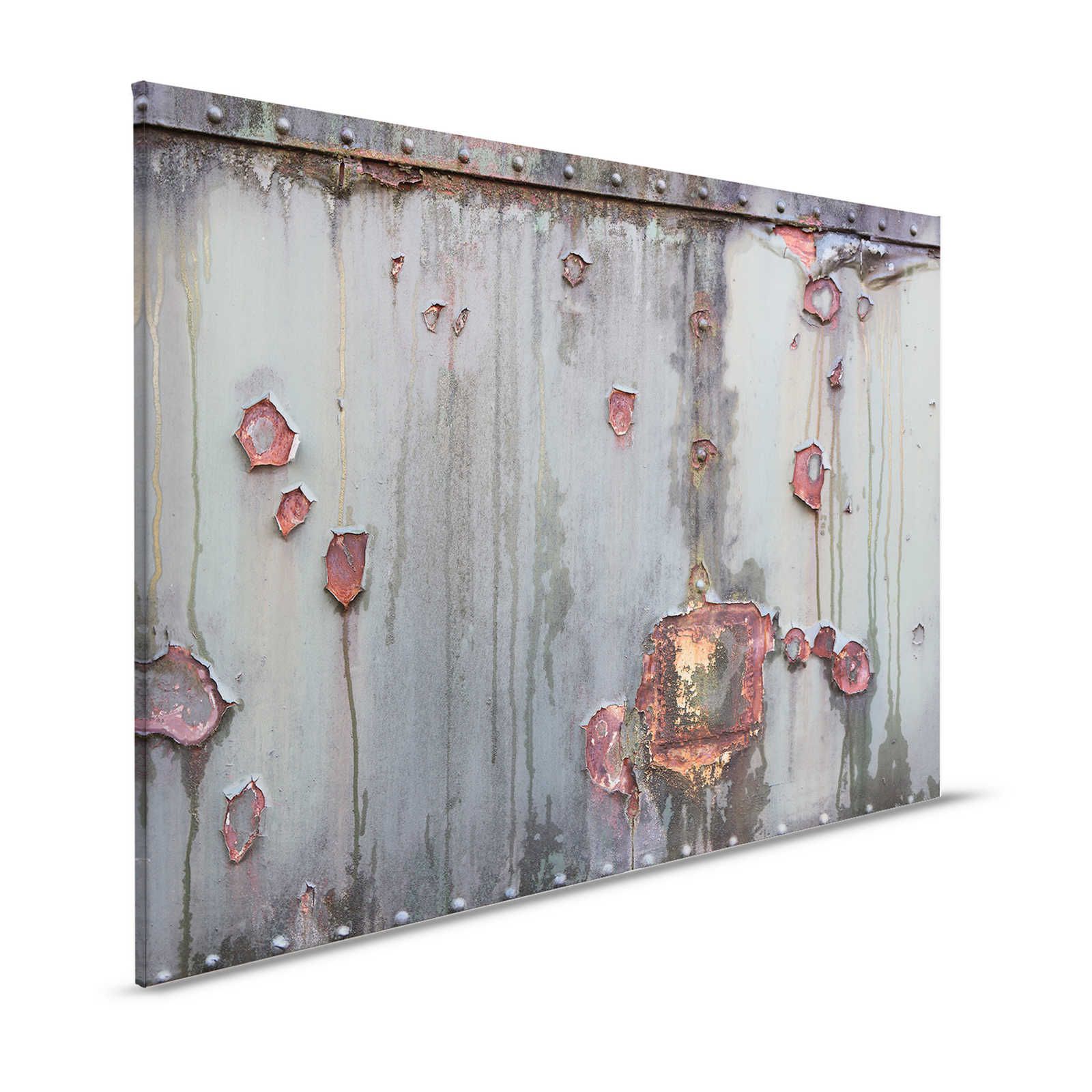 Metal Wall - Canvas painting Industrial with Rust & Used Look - 1.20 m x 0.80 m
