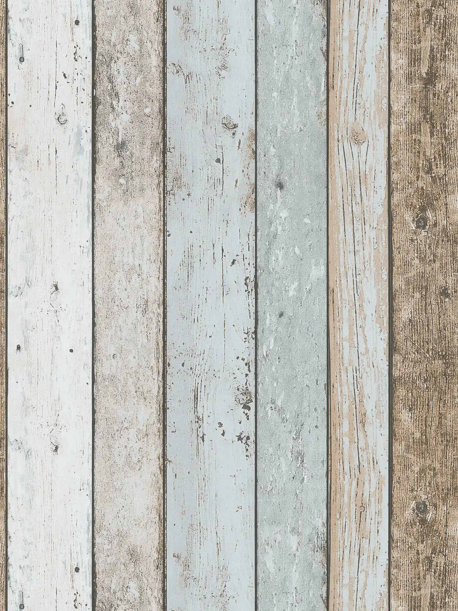 Wooden wallpaper shabby chic & boho style - blue, brown
