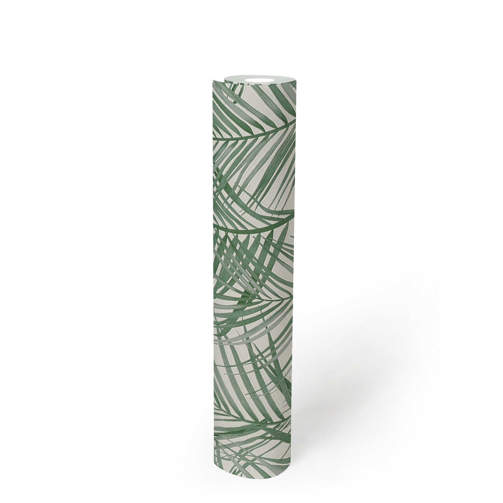             Vliesbehang met groot palmboompatroon - groen, wit
        