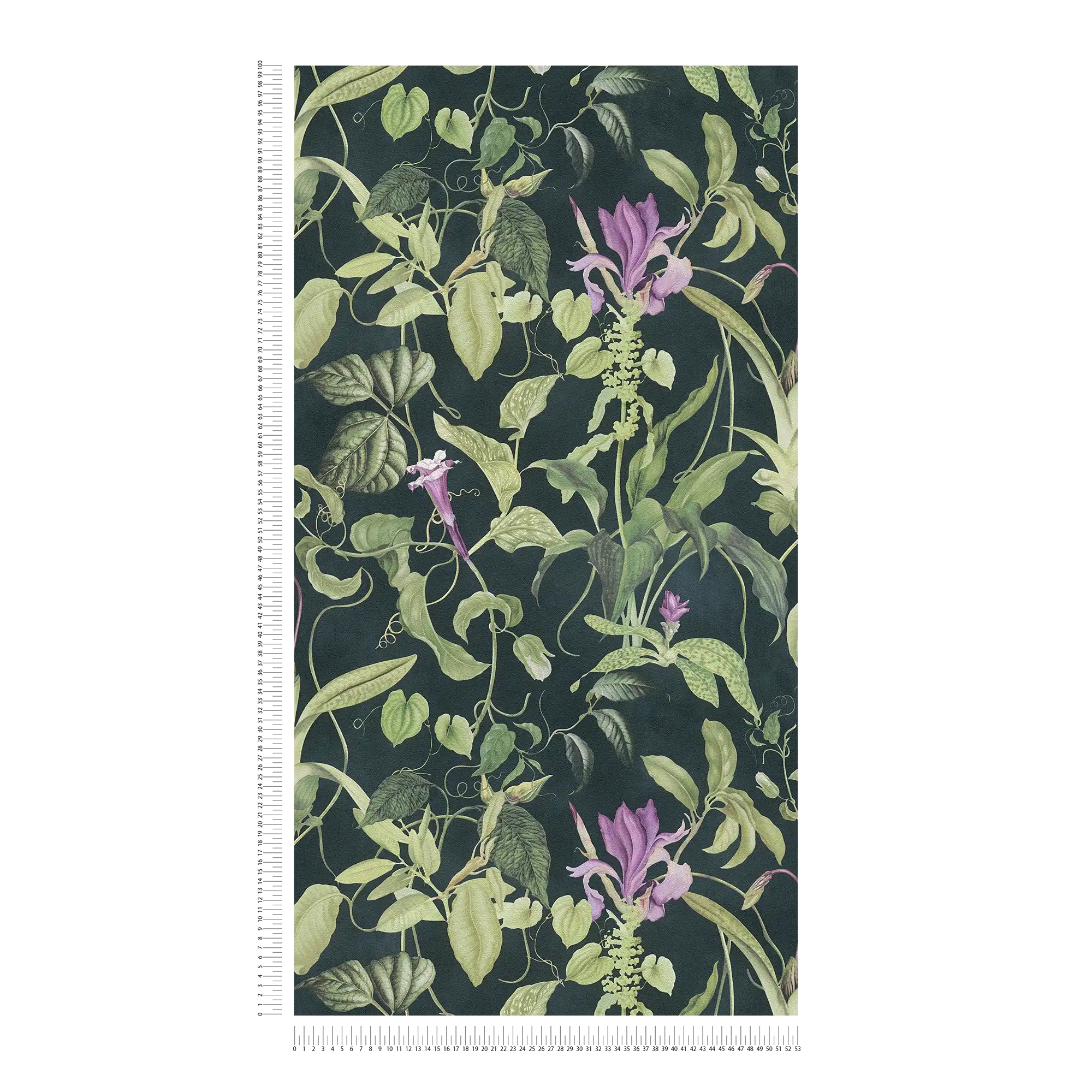             Carta da parati floreale tropicale Design by MICHALSKY - Verde, nero
        