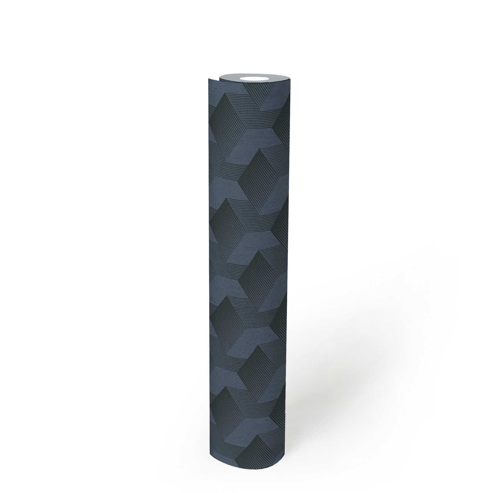             papier peint en papier graphique avec motif en 3D mat - bleu, noir
        