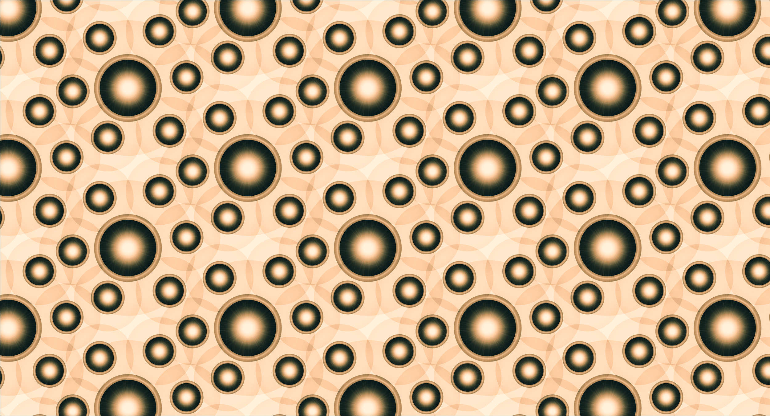             Fotomurali con cerchi e punti in 3D - arancione, bianco, nero
        