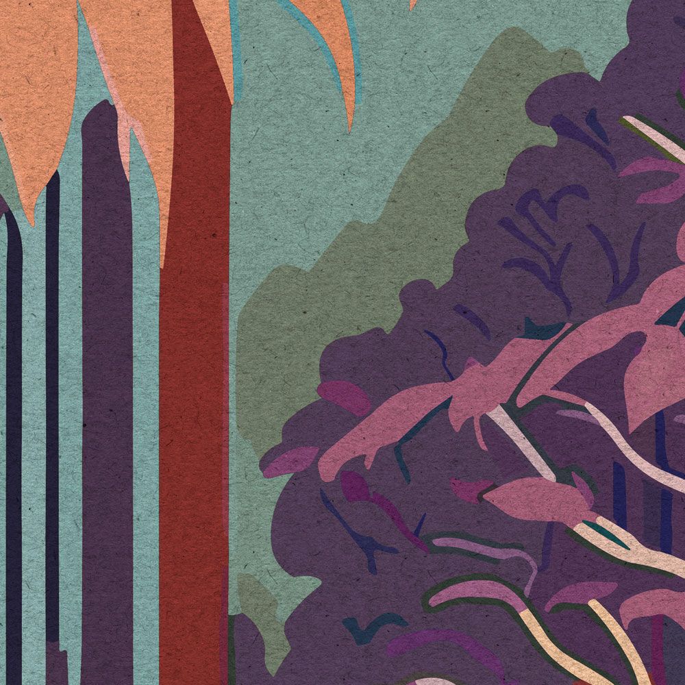             Digital behang »rhea« - Abstract jungle-motief met kraftpapiertextuur - Gladde, licht glanzende premium vliesstof
        