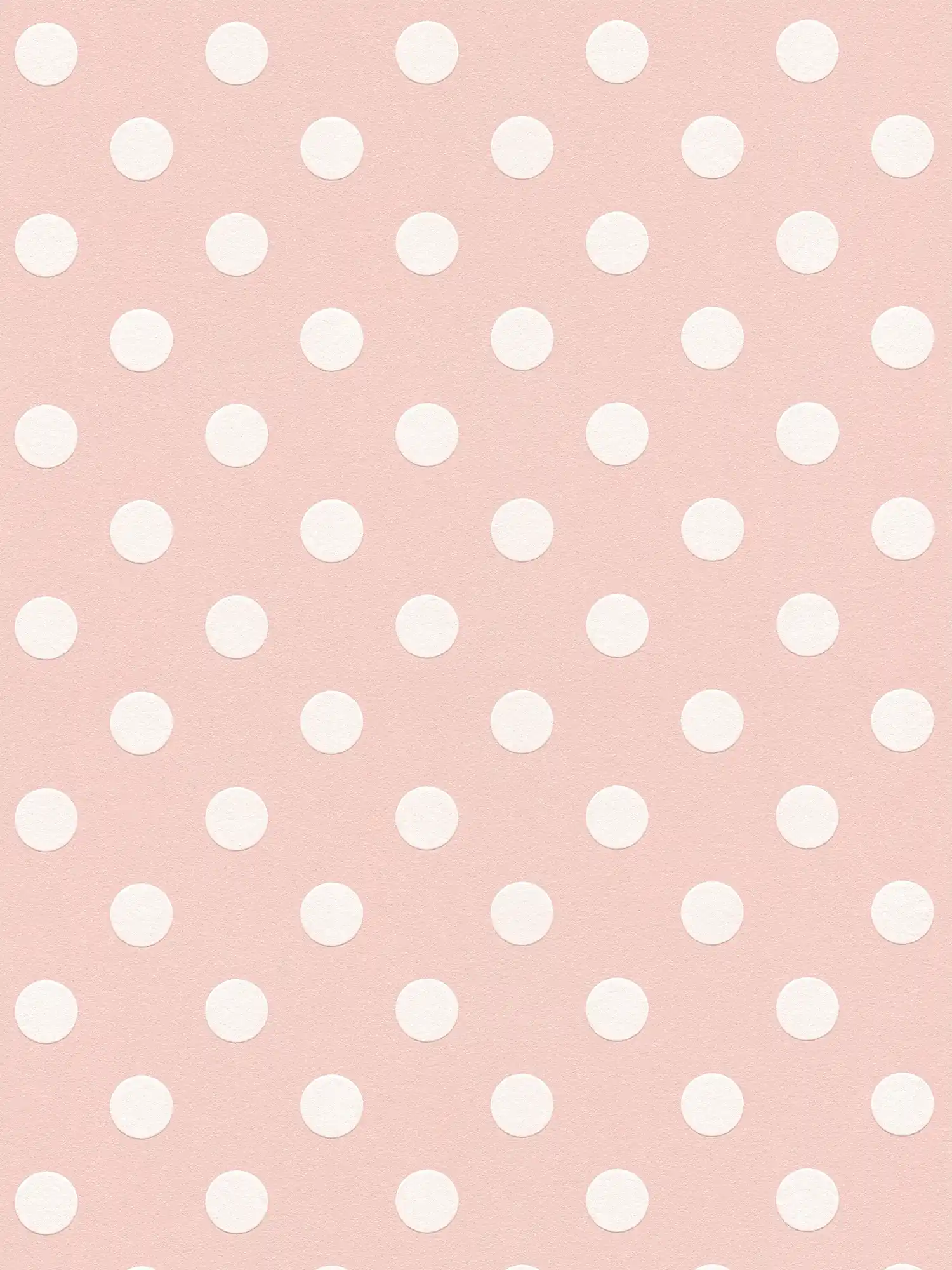 Papel pintado de lunares rosas, lunares para la habitación de las niñas - rosa, blanco
