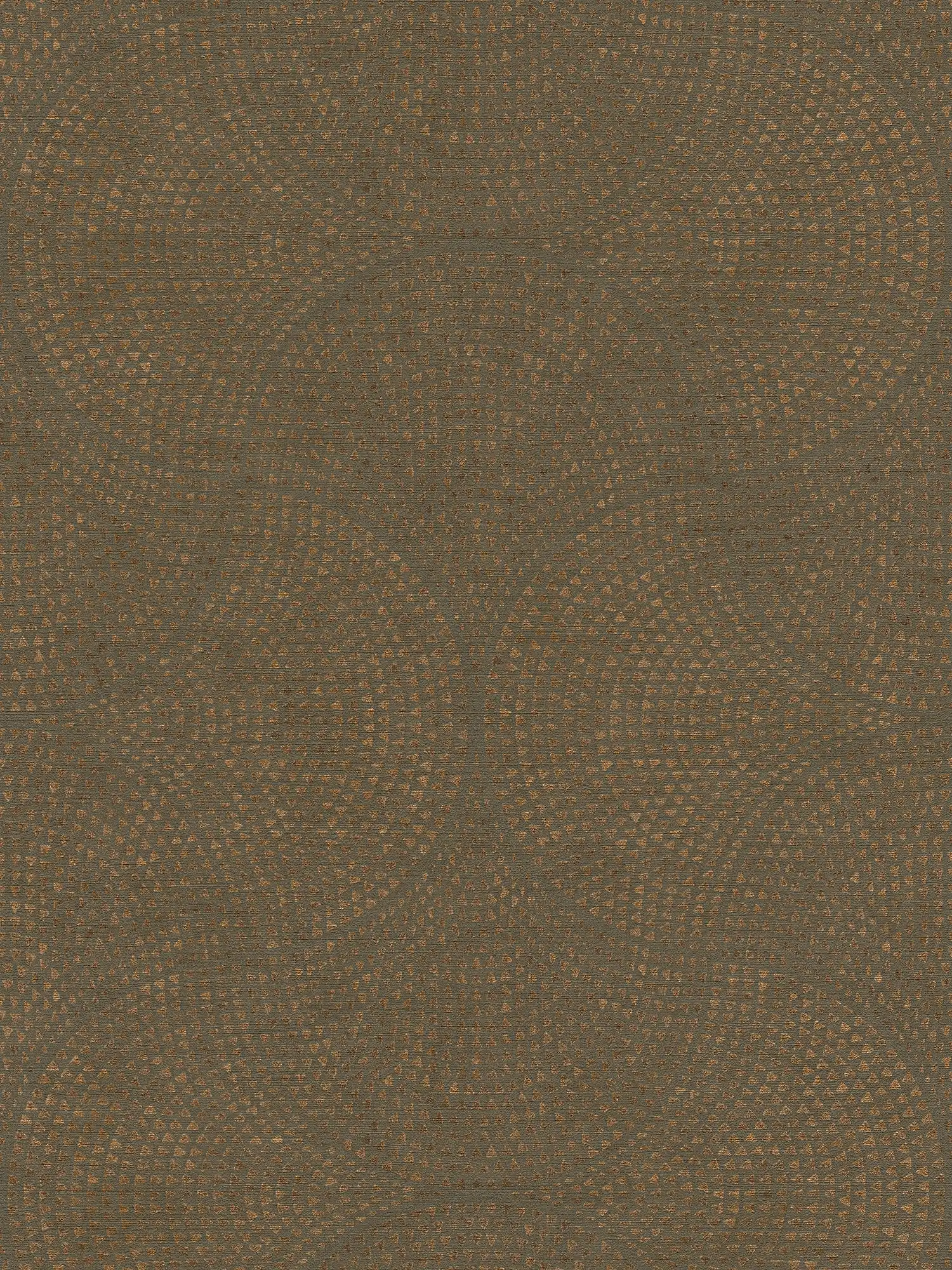 Papier peint marron avec motif cuivre style mosaïque - marron, métallique
