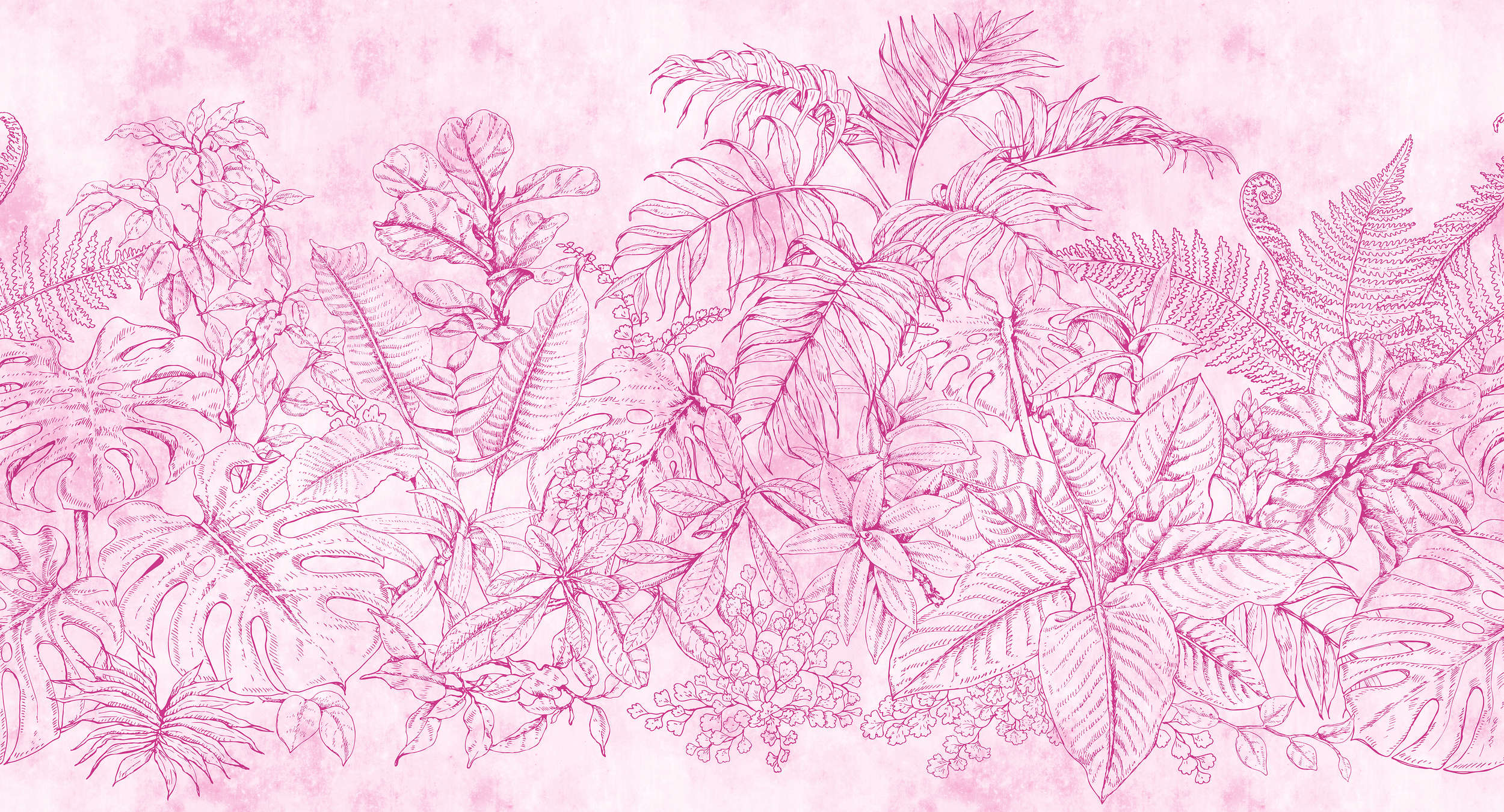             Papel pintado con motivo de flores y hojas - rosa, crema
        