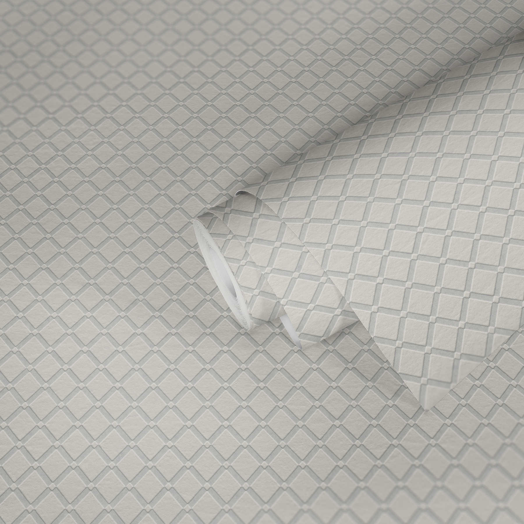             Carta da parati verniciabile in tessuto non tessuto con motivo a rombi 3D
        