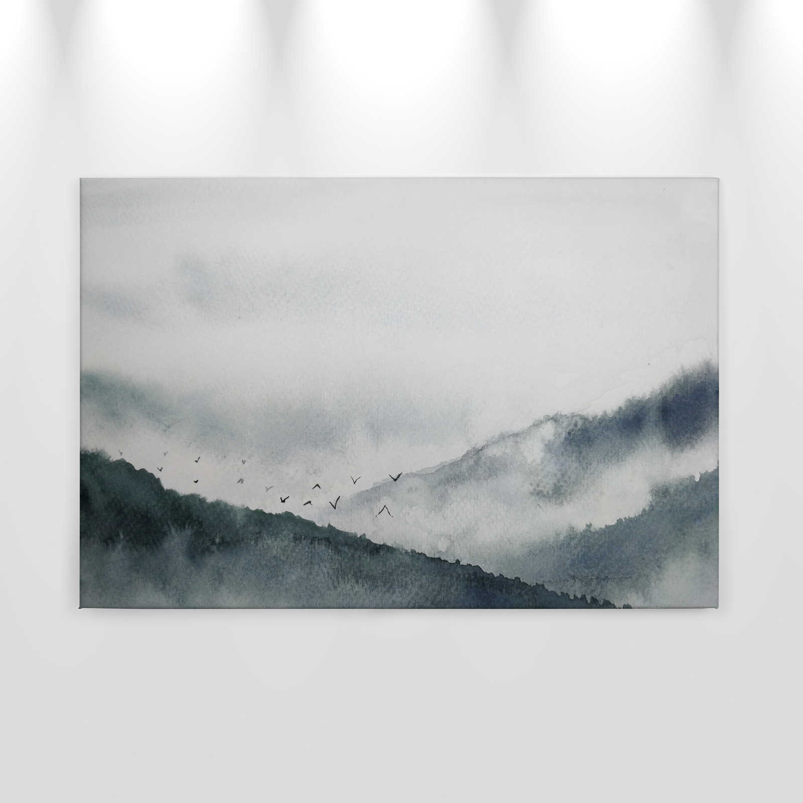             Lienzo con paisaje de niebla en estilo pictórico | gris, negro - 0,90 m x 0,60 m
        