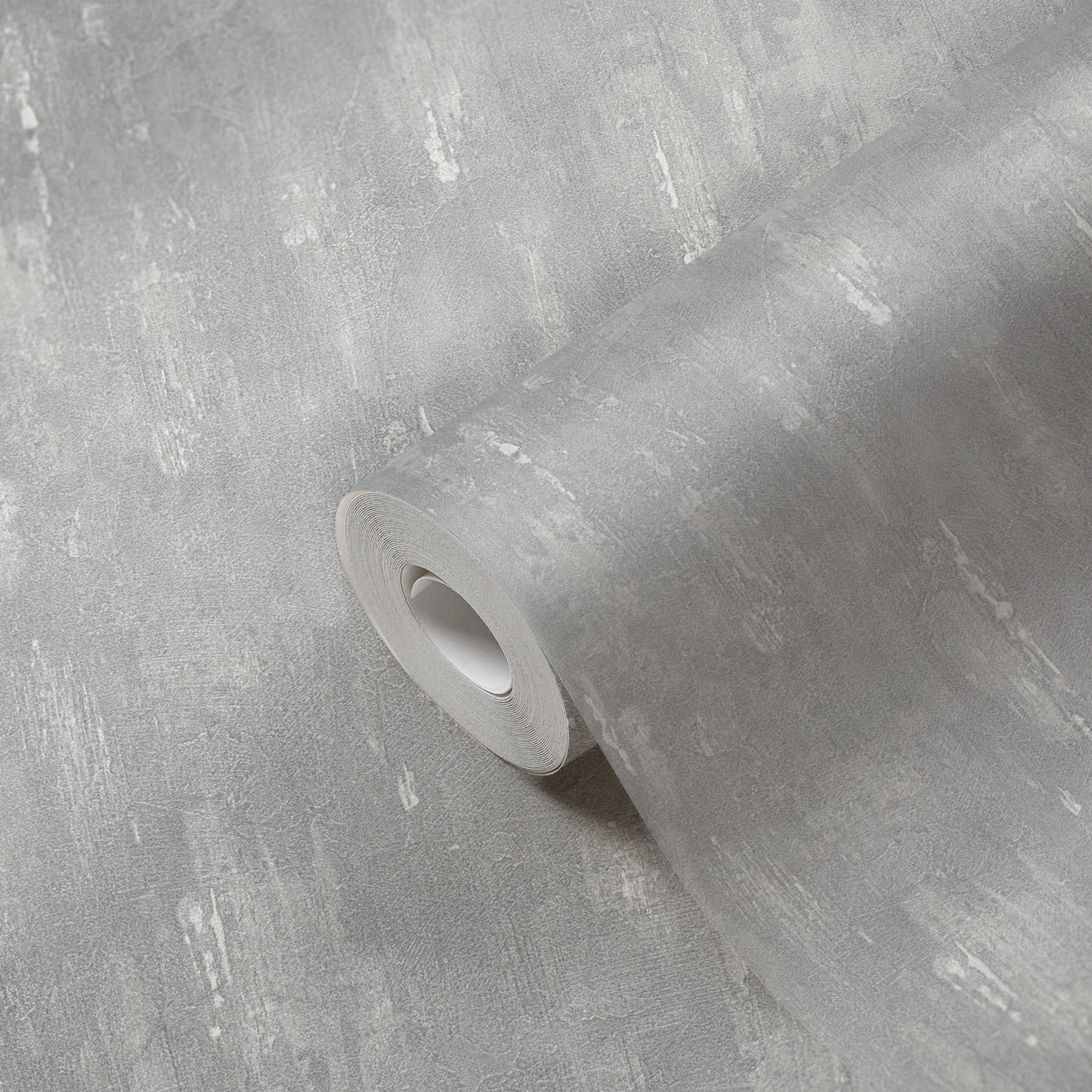             Papel pintado con estructura de yeso, aspecto de hormigón y degradado de color - gris
        