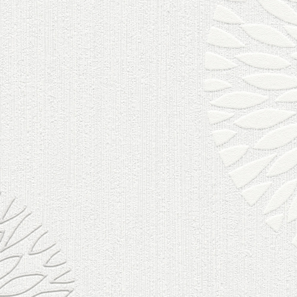            Carta da parati in tessuto non tessuto a fiori con disegno astratto - crema, bianco
        