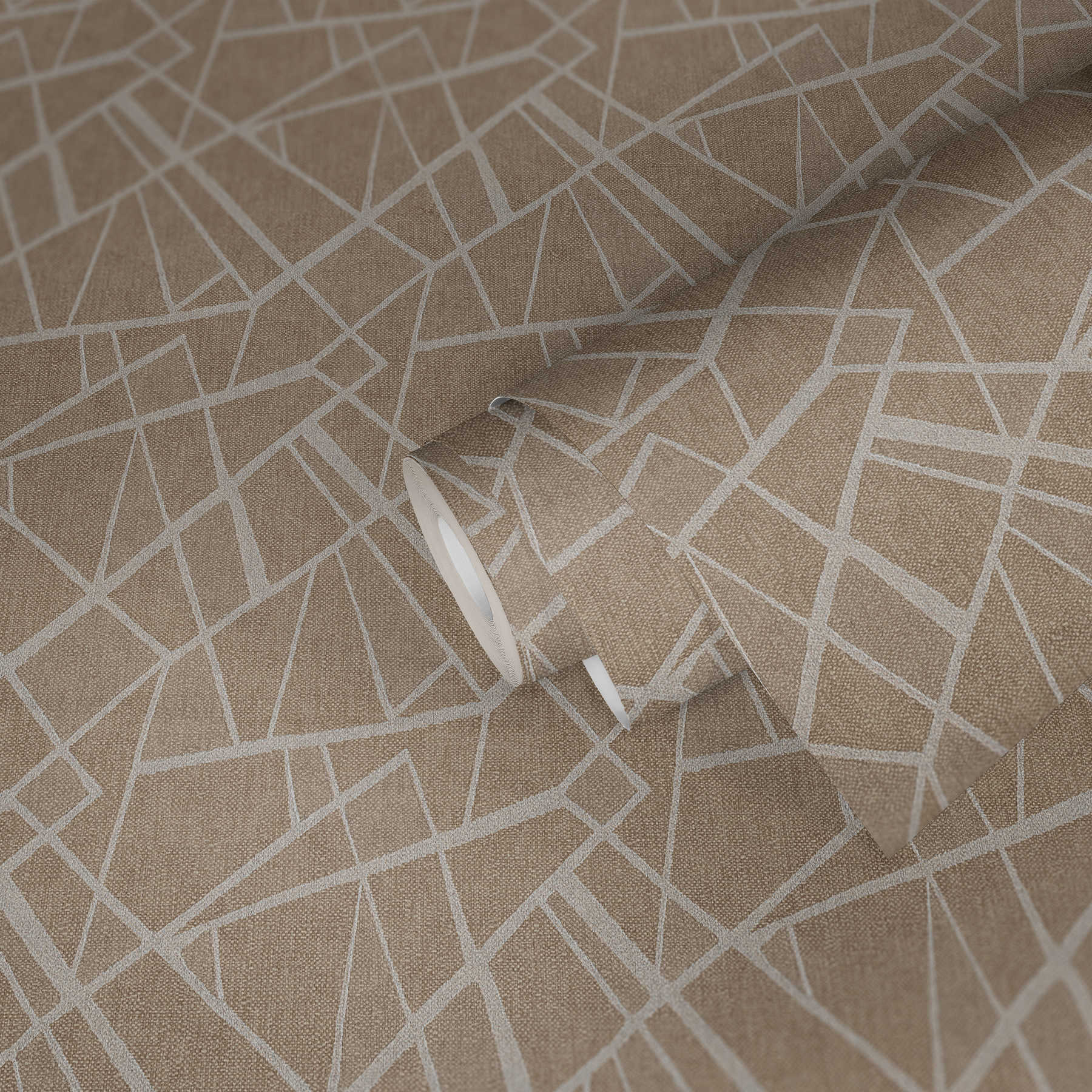             Wallpaper retro 50s line pattern with metallic effect - brown, metallic
        