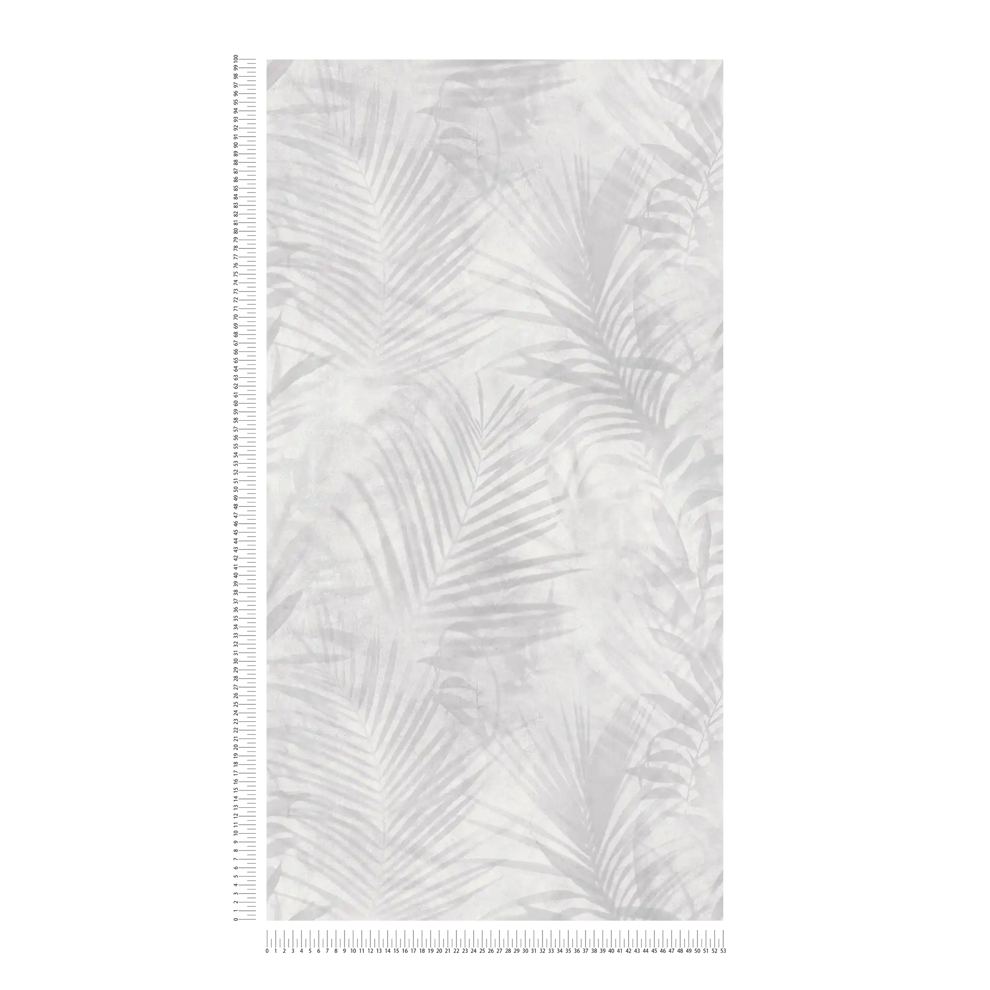             papel pintado con motivos de palmeras en aspecto de lino - gris, blanco, crema
        