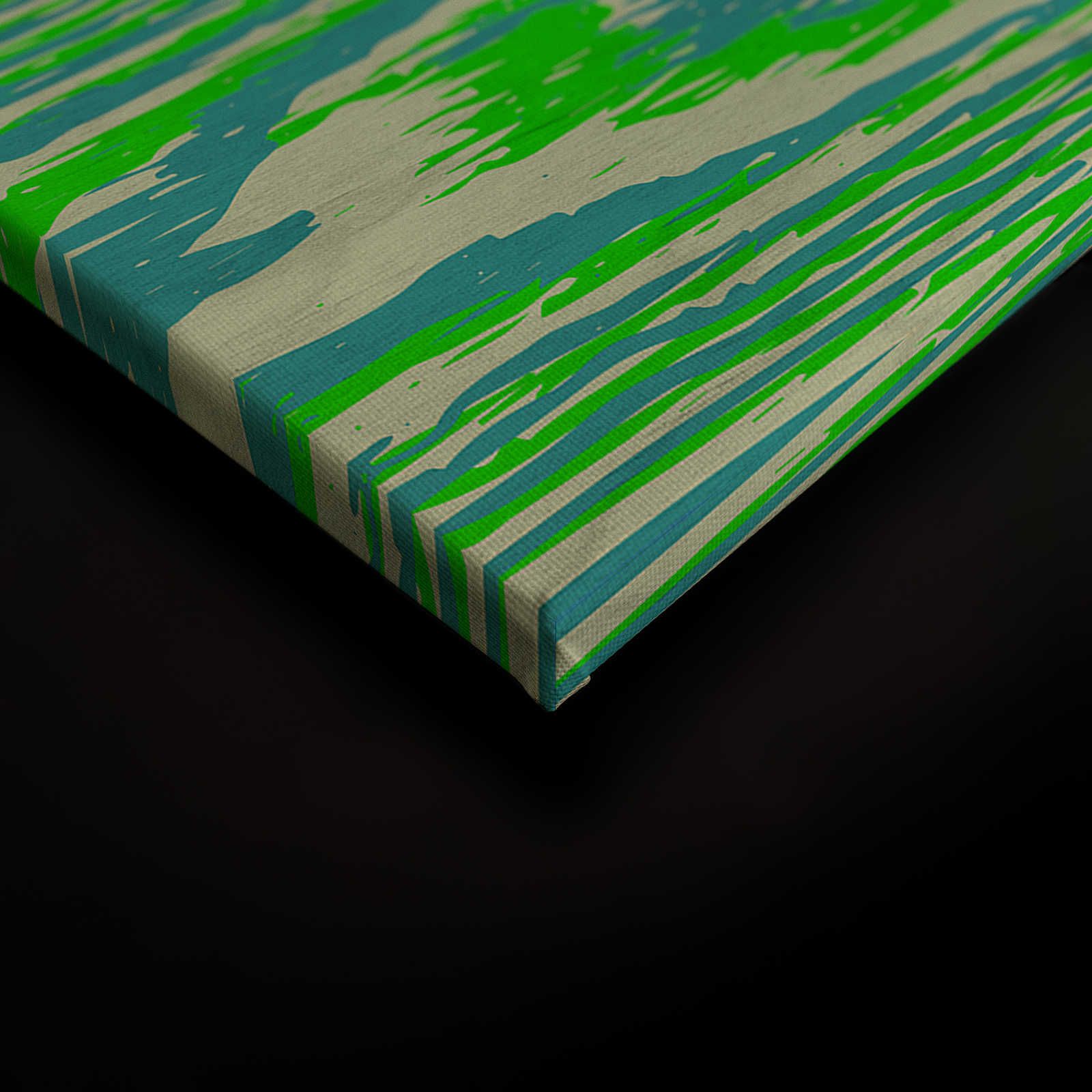             Bounty 1 - Pittura su tela verde neon con effetto legno - 0,90 m x 0,60 m
        